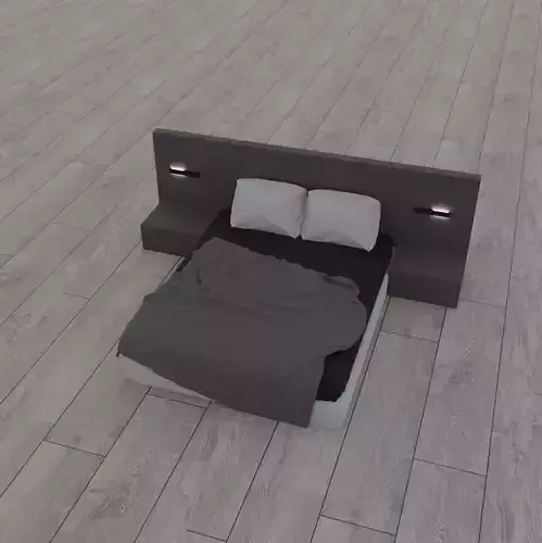 beautiful bed in dark colors