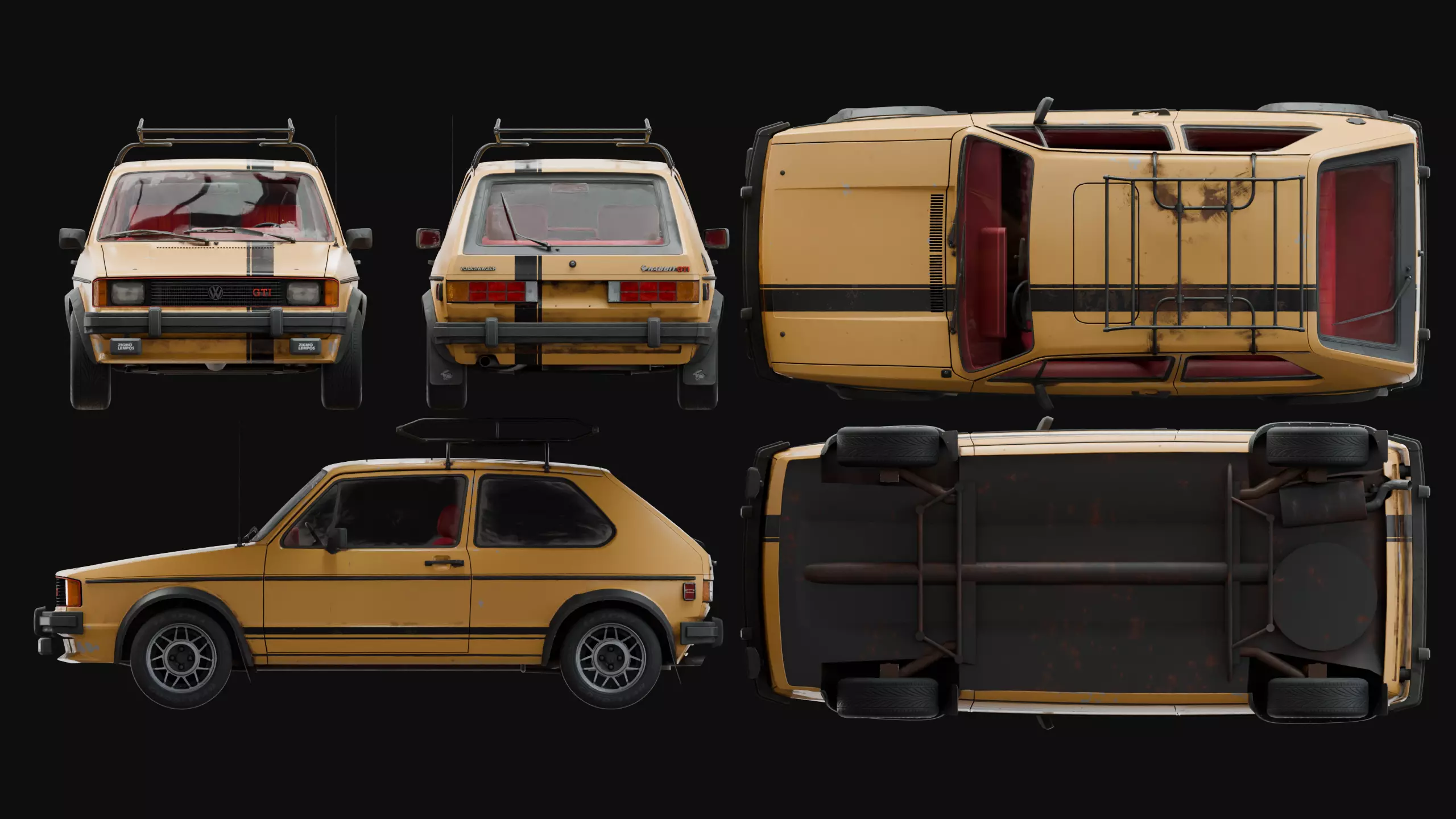 1984 VW Mk1 Rabbit GTi Low-poly 3D model