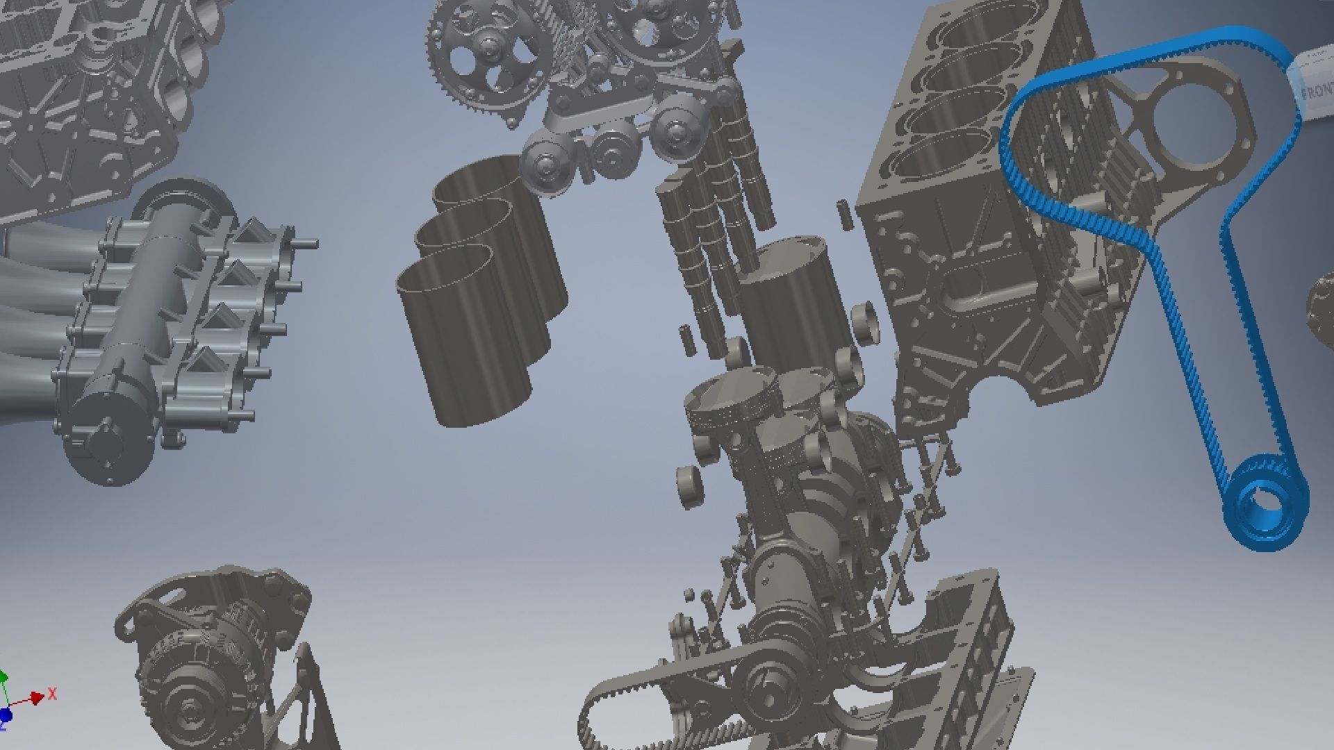 4 Cylinder Engine 3D model 3D model_11