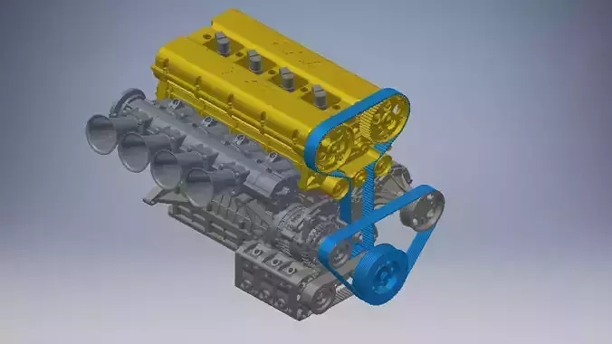 4 Cylinder Engine 3D model 3D model