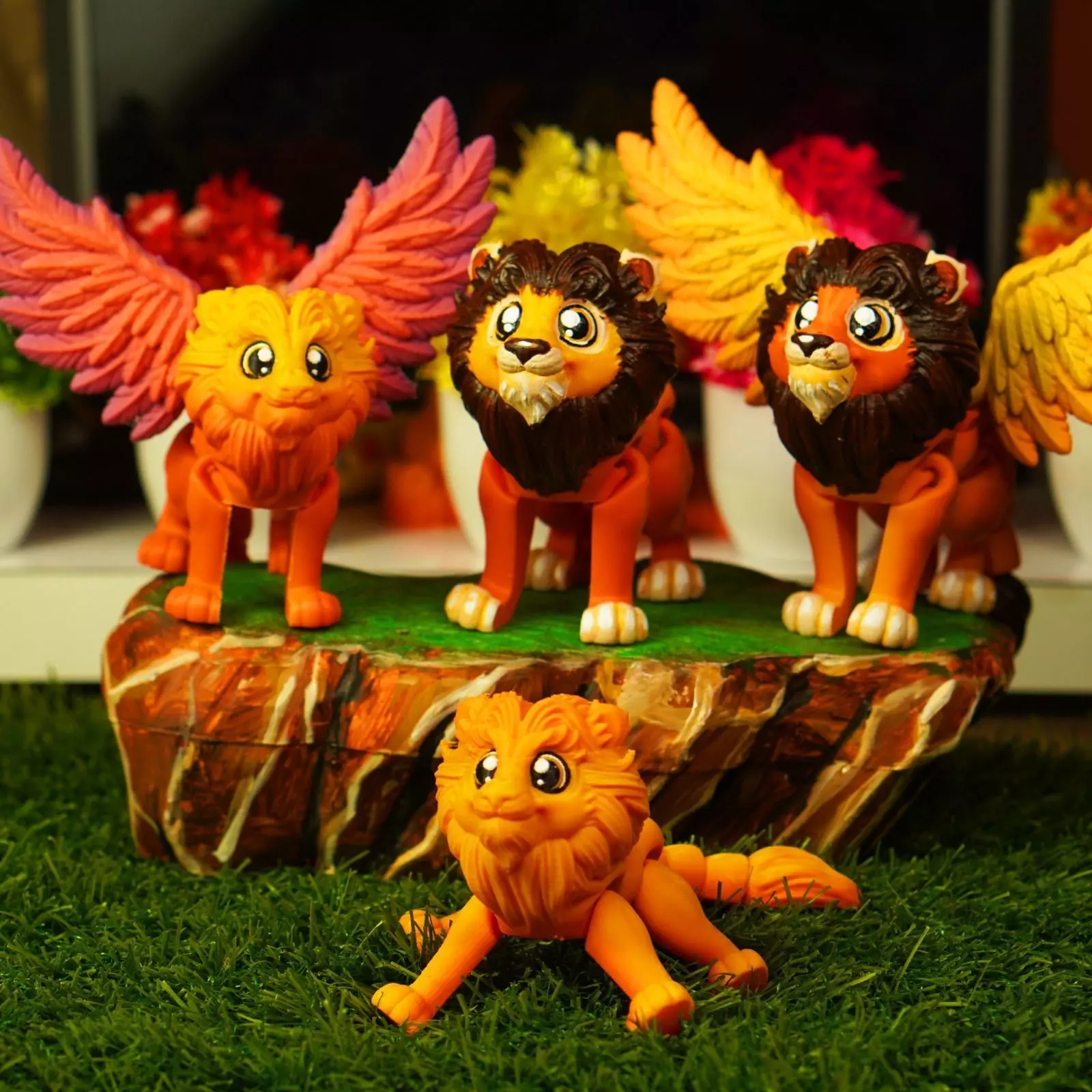 CUTE FLEXI LION AND WINGED LION ARTICULATED 3D print model_0