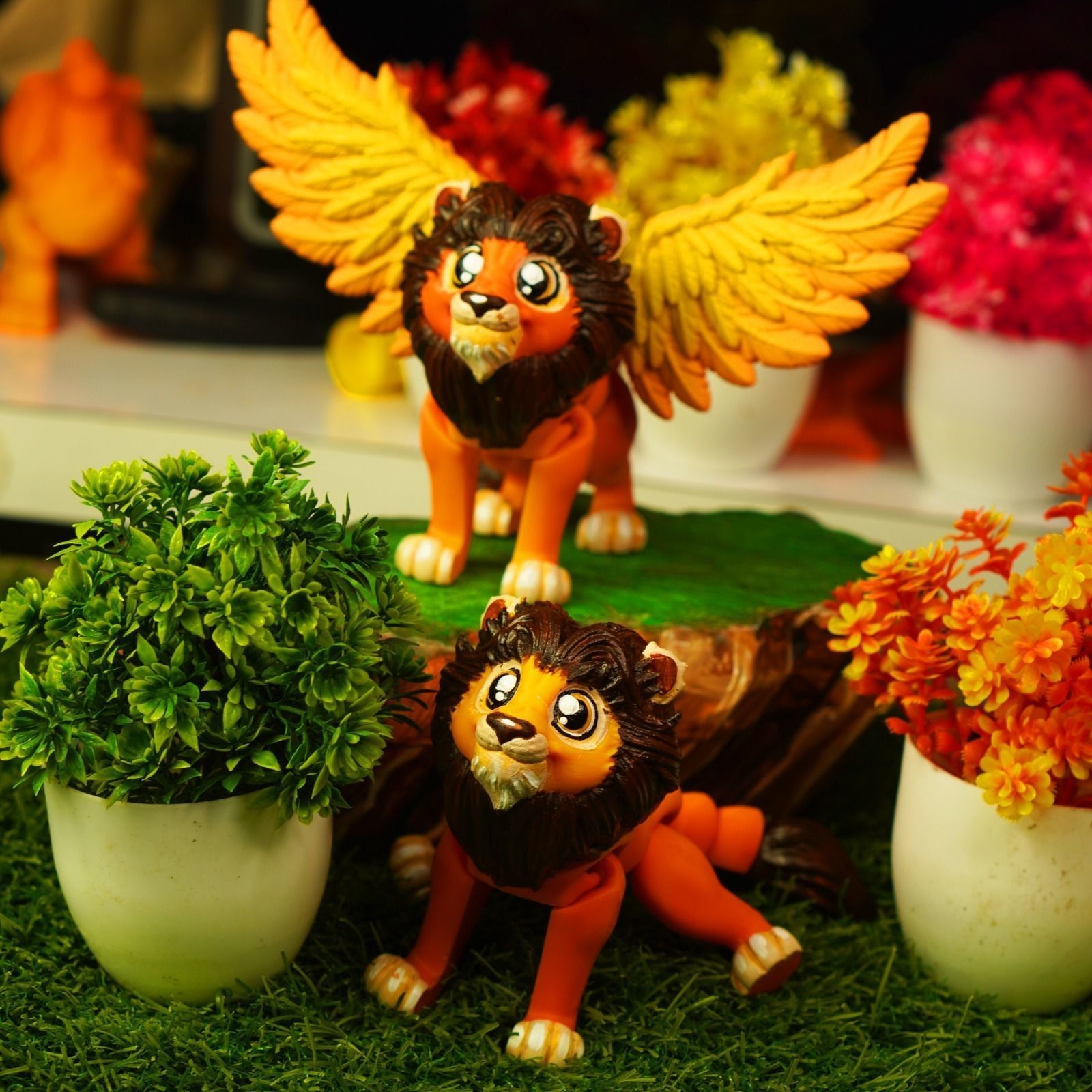 CUTE FLEXI LION AND WINGED LION ARTICULATED 3D print model_2