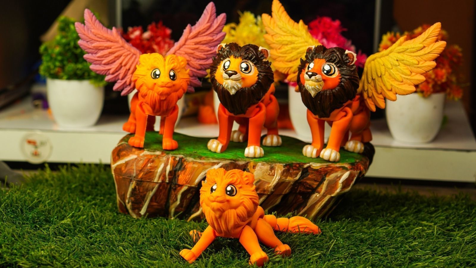 CUTE FLEXI LION AND WINGED LION ARTICULATED 3D print model_4