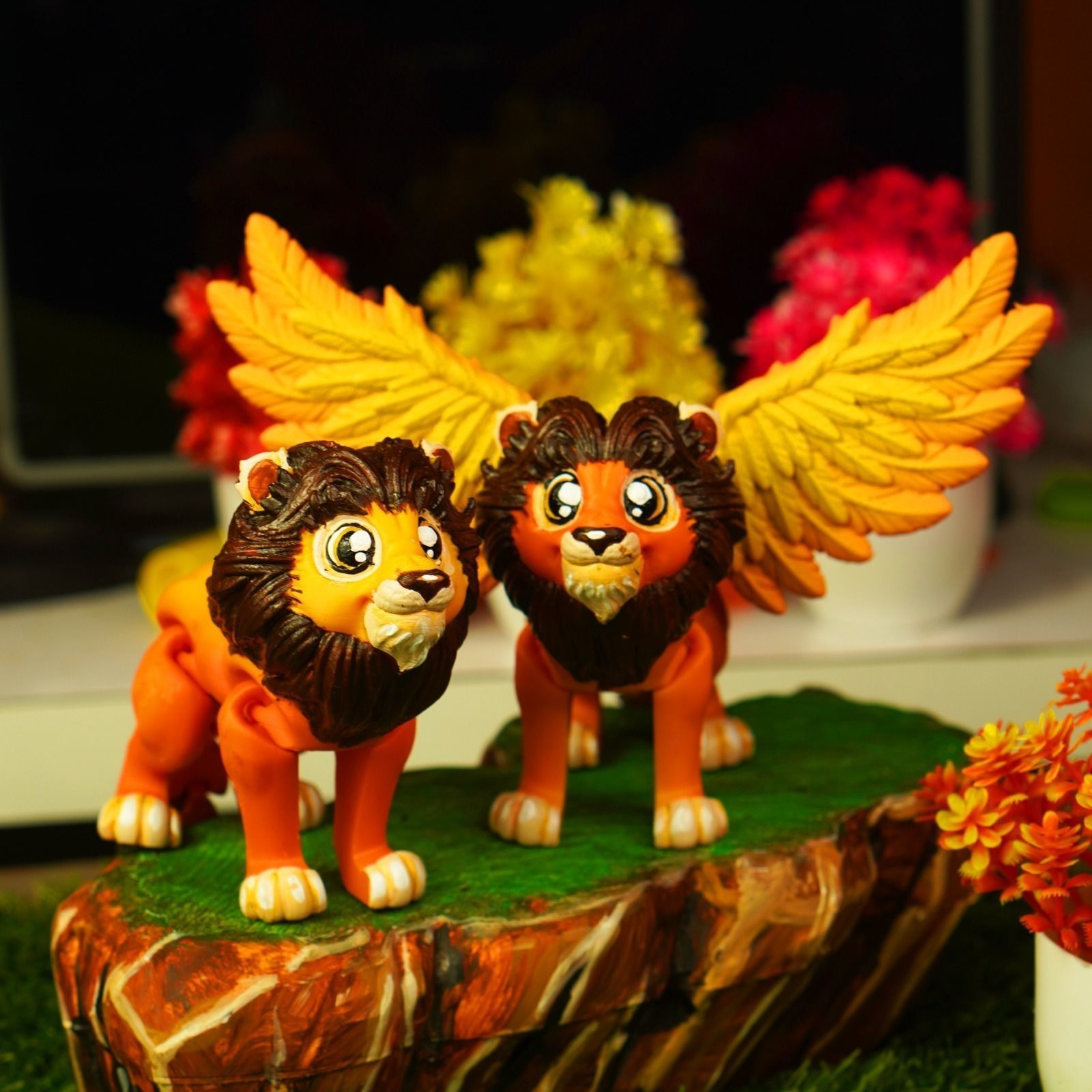 CUTE FLEXI LION AND WINGED LION ARTICULATED 3D print model_1
