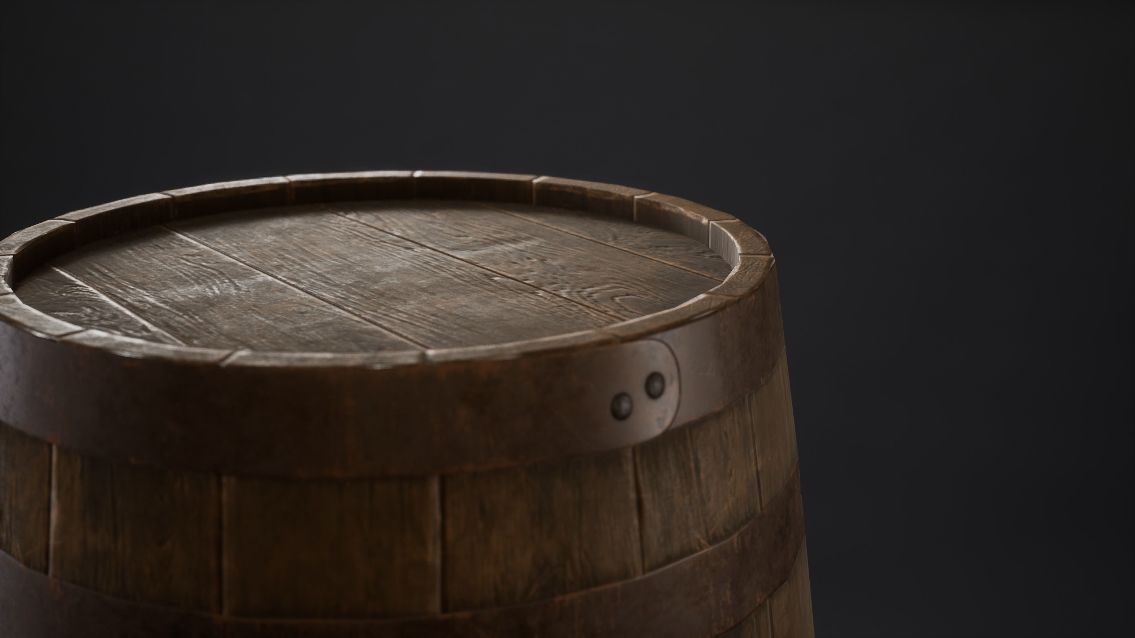 Wooden Barrel with Tap Low-poly 3D model_3
