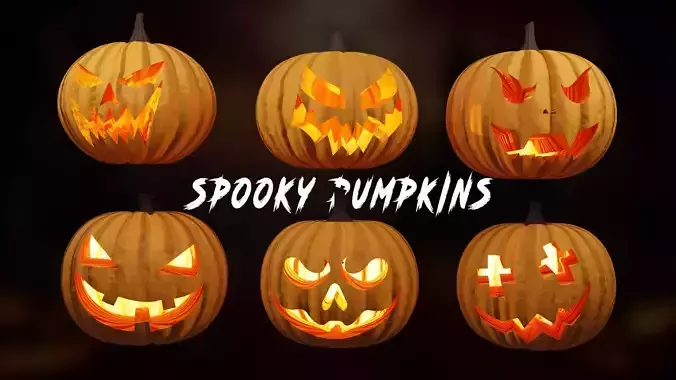 Spooky Halloween Pumpkins set