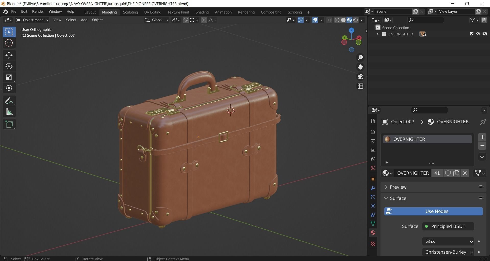 Steamline Pioneer Brown Overnighter 3D model_11