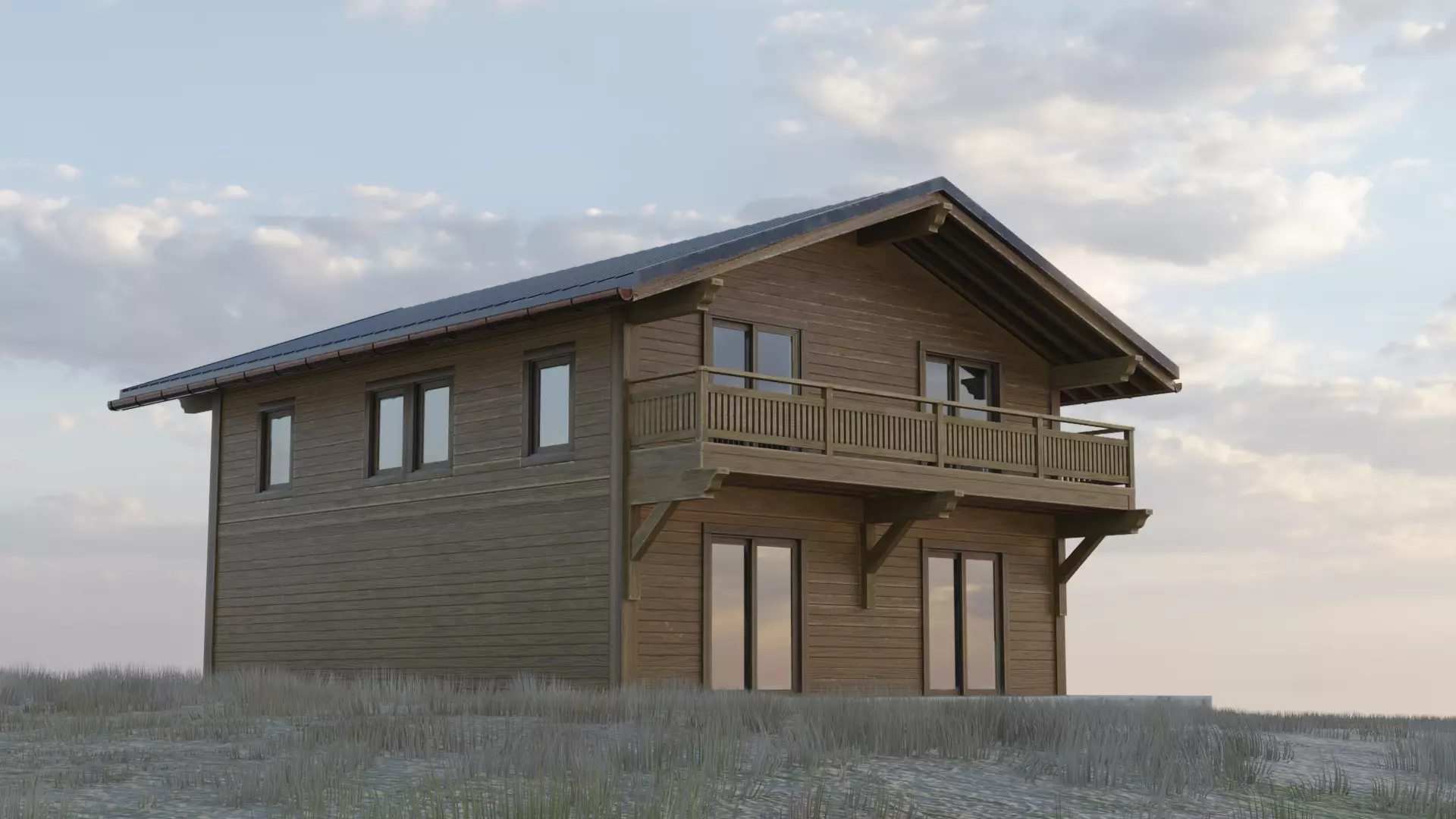 Wooden House Chalet 3D model