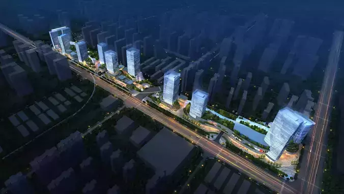 3Dmax fashion city commercial square building 424