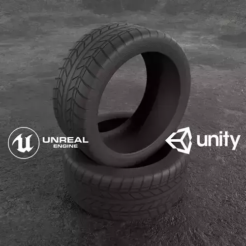 Car Tire Wheel Sport Gameready Low-poly 3D model