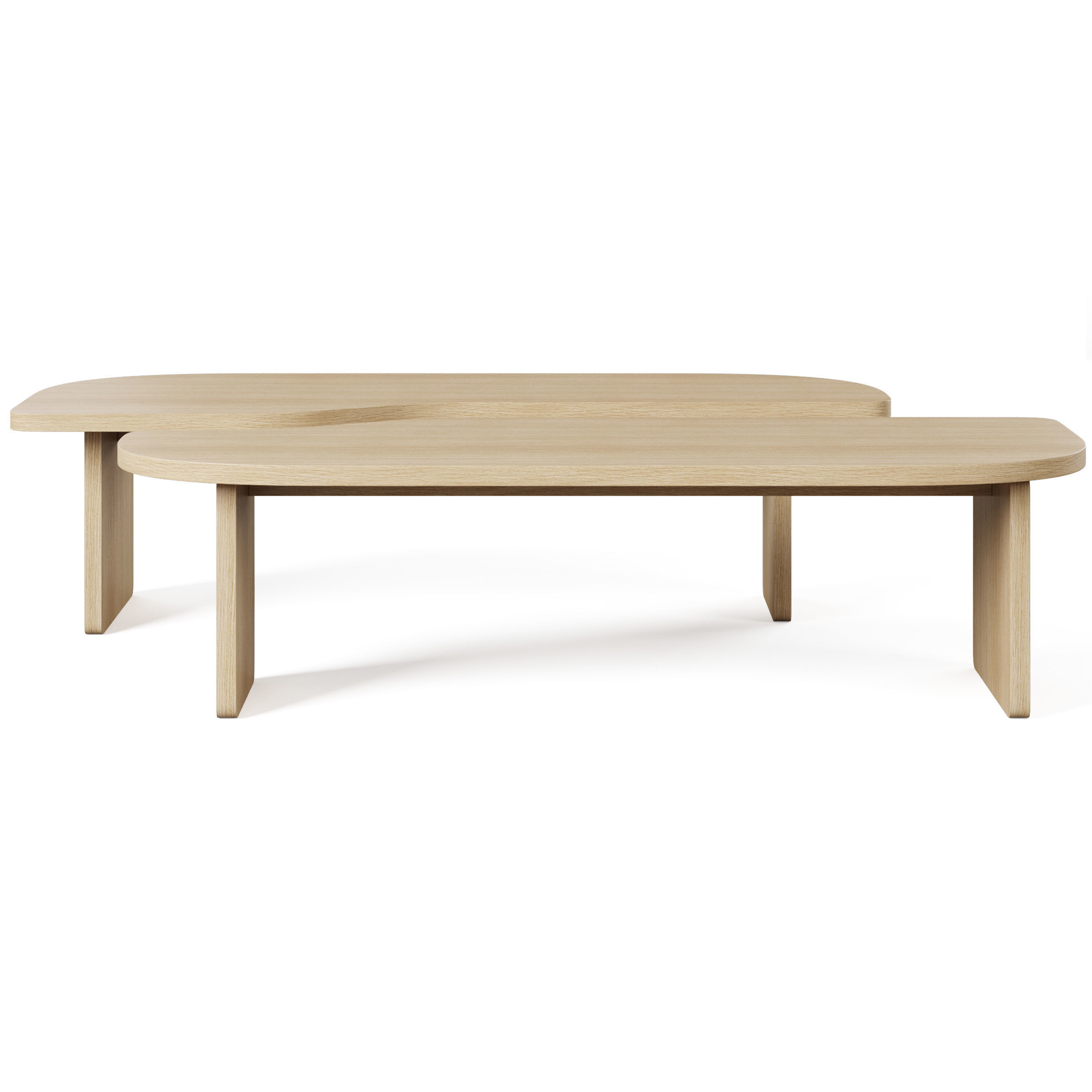 Set of 2 Docha Oak Veneer Coffee Tables by LA REDOUTE 3D model_1