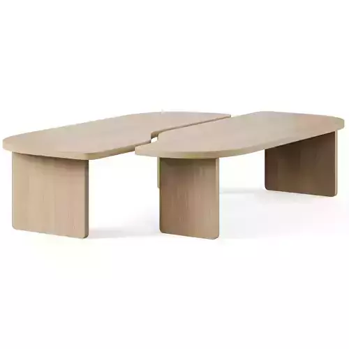 Set of 2 Docha Oak Veneer Coffee Tables by LA REDOUTE 3D model