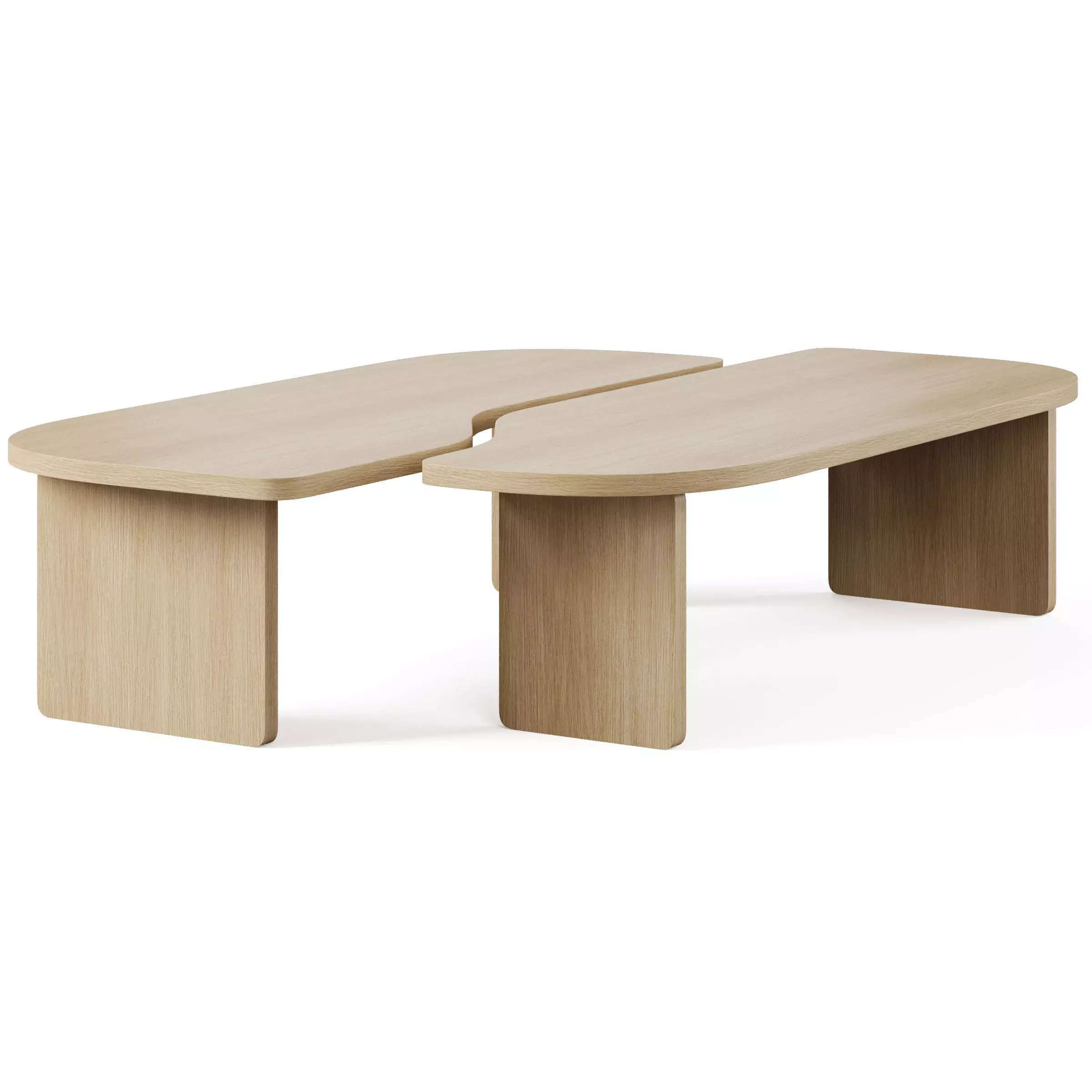 Set of 2 Docha Oak Veneer Coffee Tables by LA REDOUTE 3D model_0