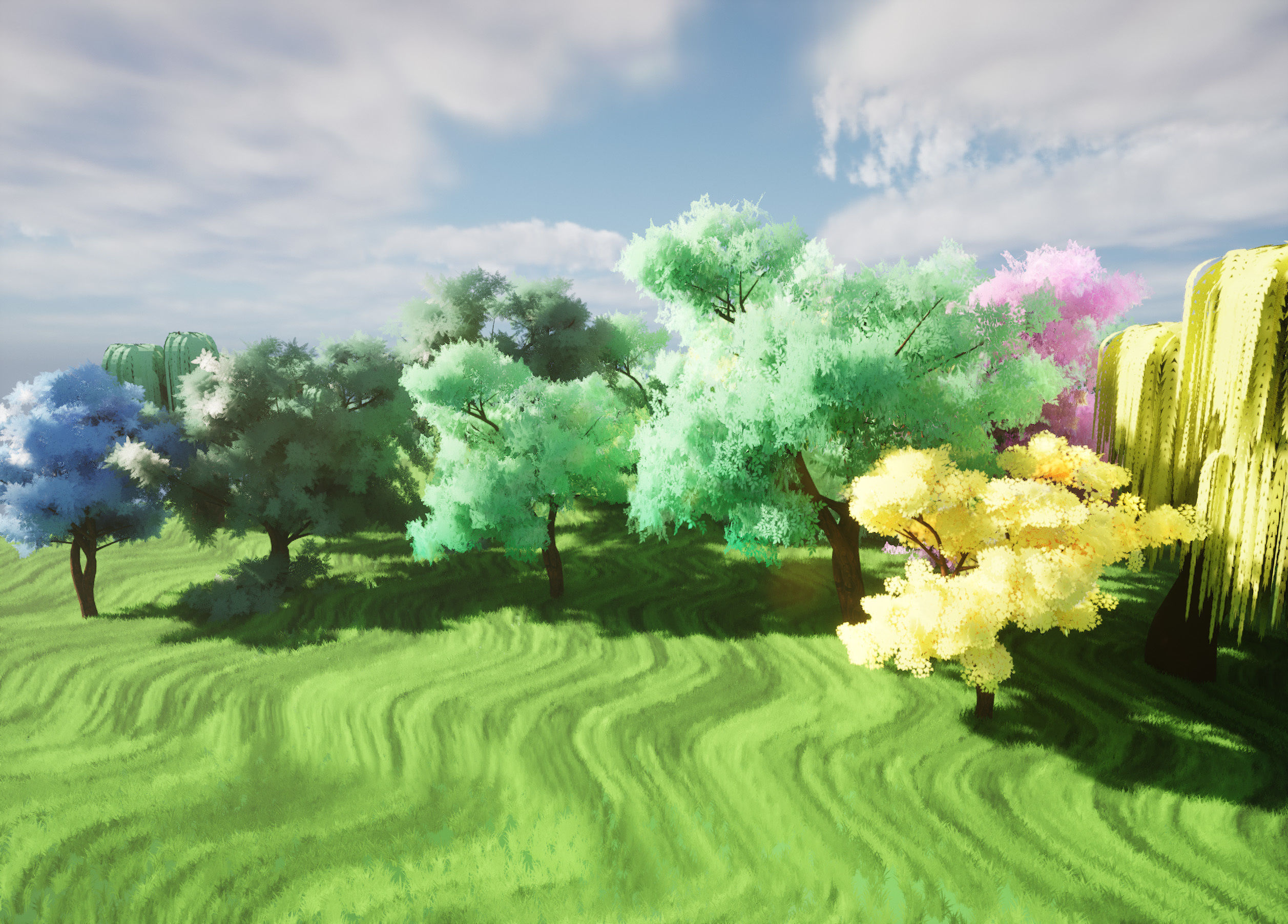 Stylized Meadow 3D Scene with trees  Low-poly 3D model_5