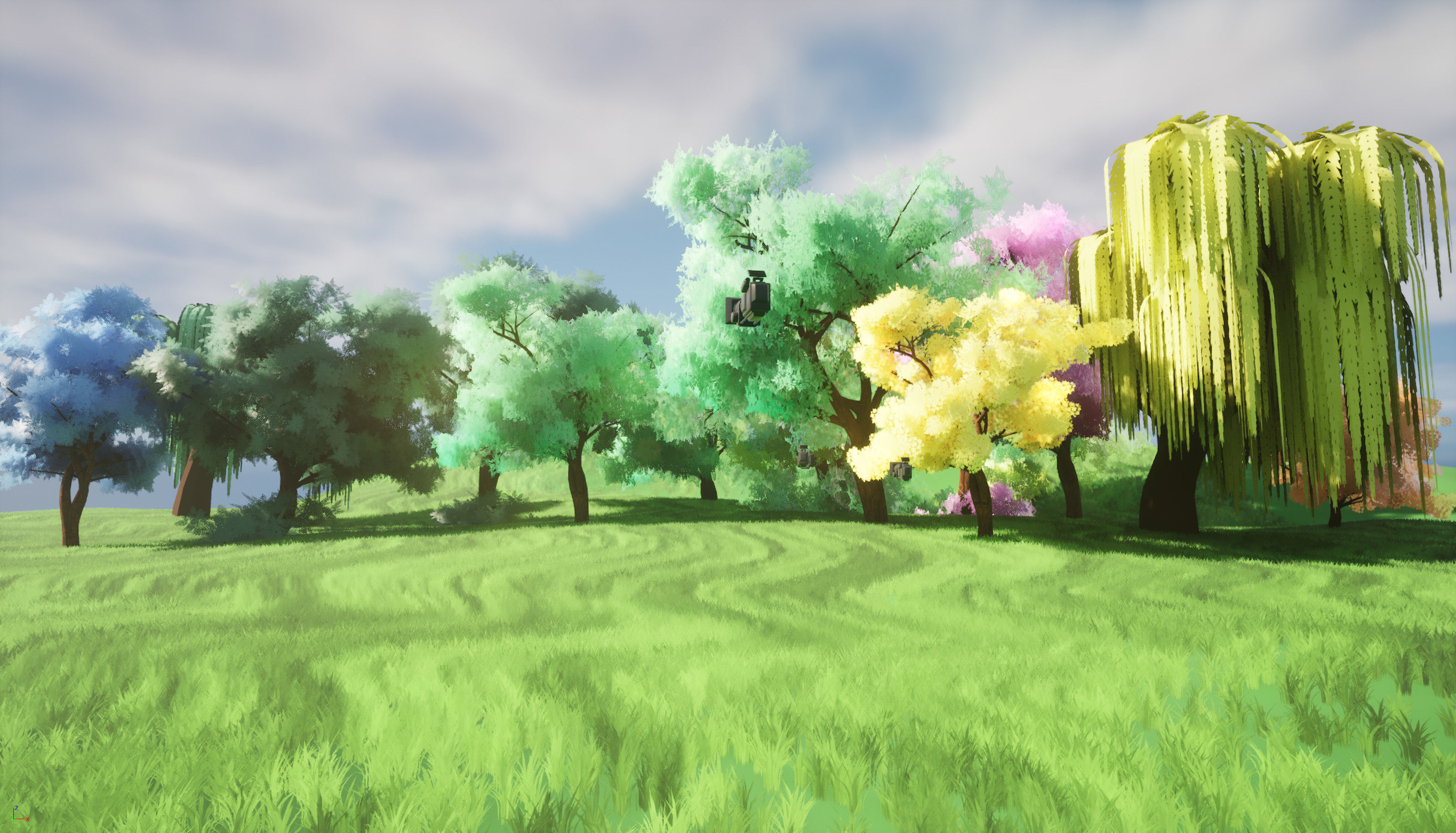 Stylized Meadow 3D Scene with trees  Low-poly 3D model_2