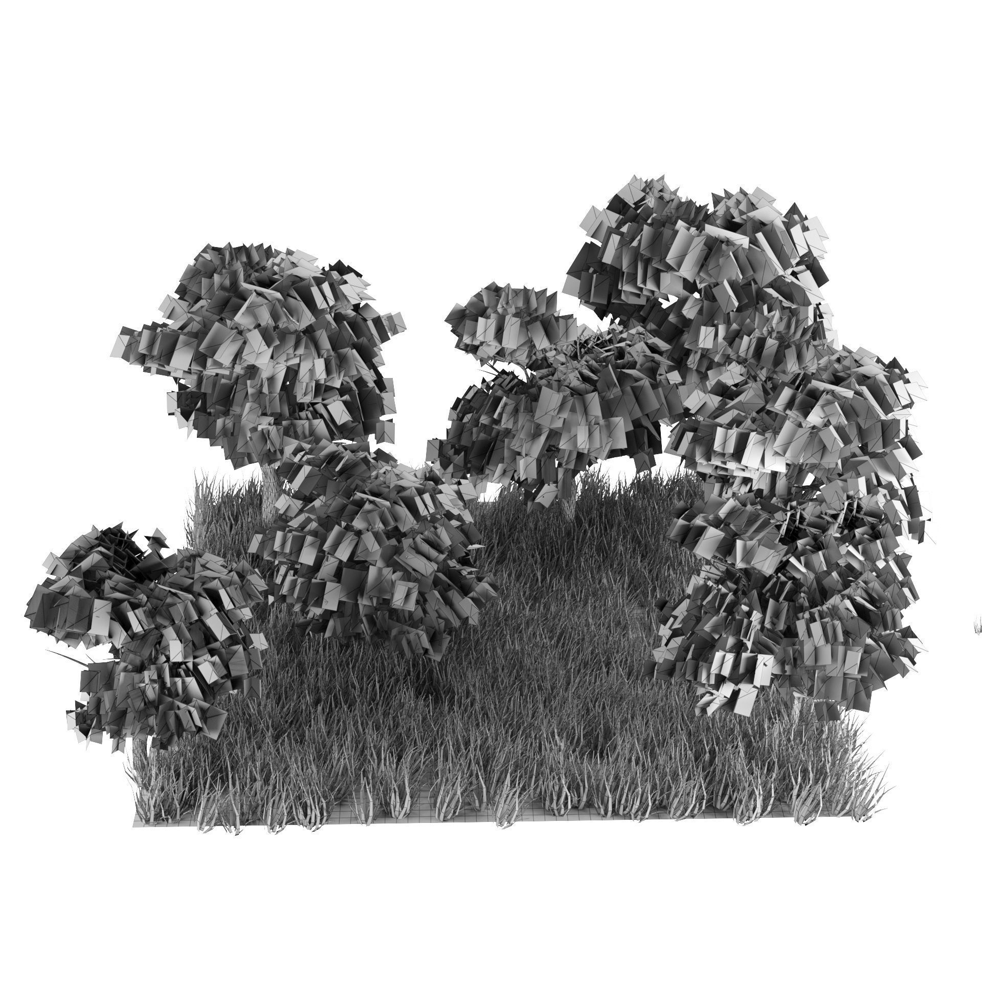 Stylized Meadow 3D Scene with trees  Low-poly 3D model_12