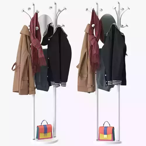 Coat Tree Stand with Mirror 3D model