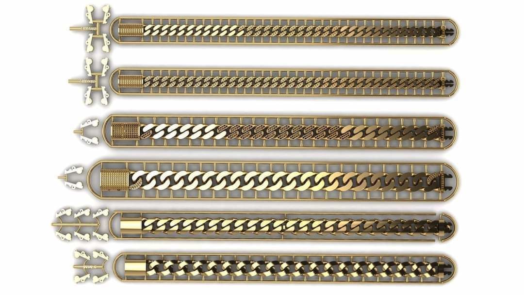 25 hollow cuban link bracelets cast directly 3D print model_4