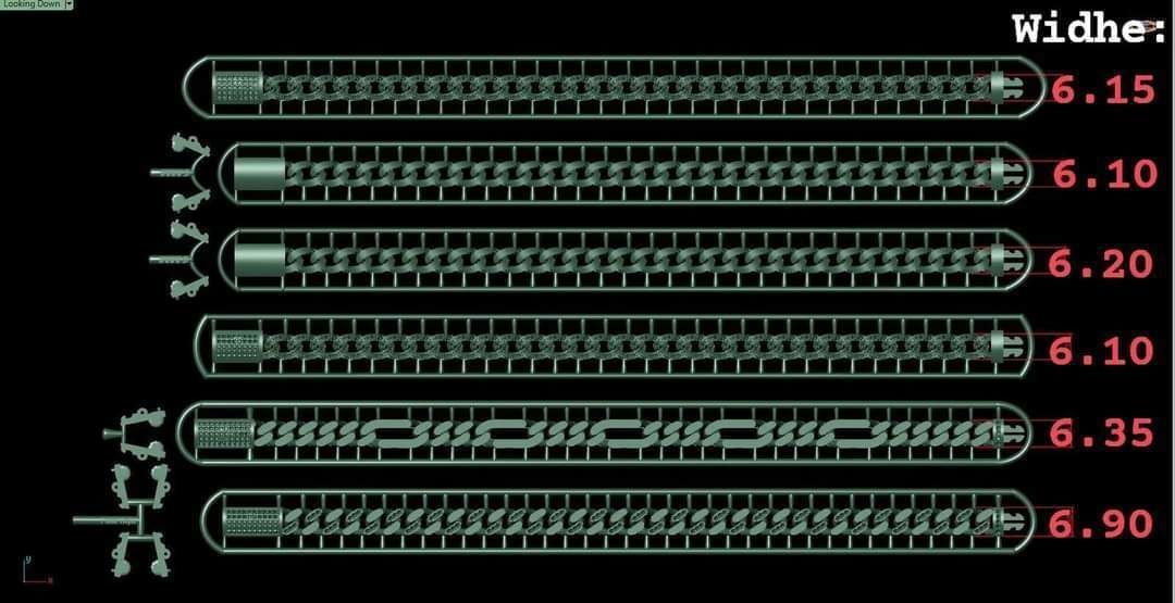 25 hollow cuban link bracelets cast directly 3D print model_7