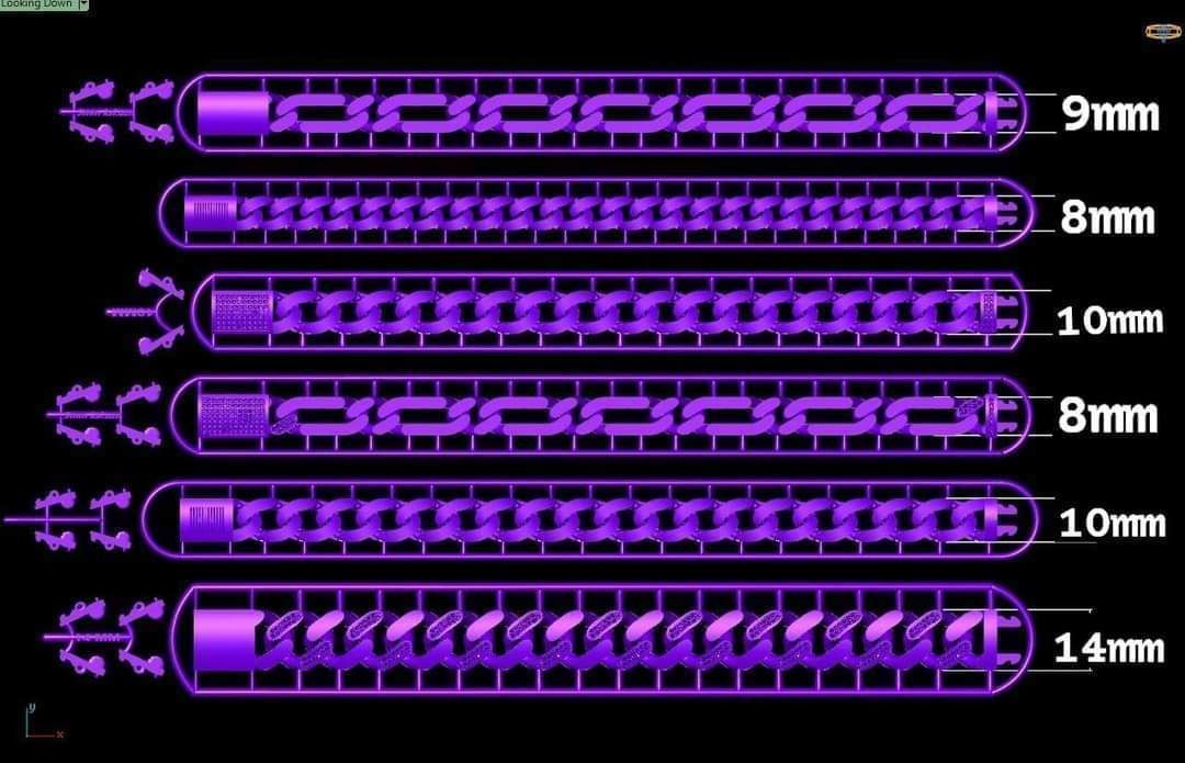 25 hollow cuban link bracelets cast directly 3D print model_5