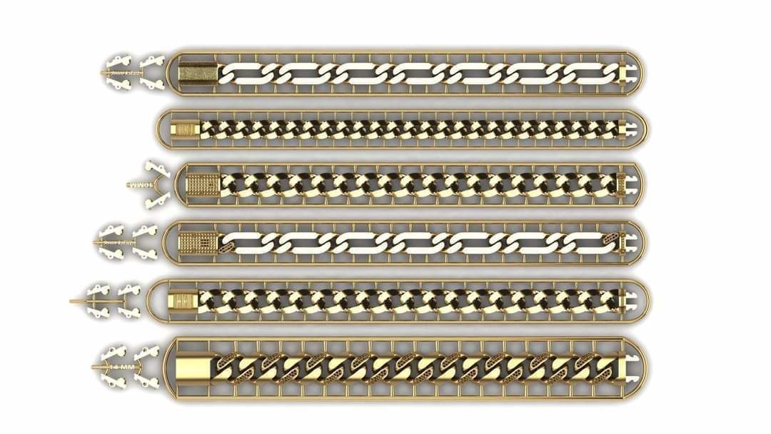 25 hollow cuban link bracelets cast directly 3D print model_1