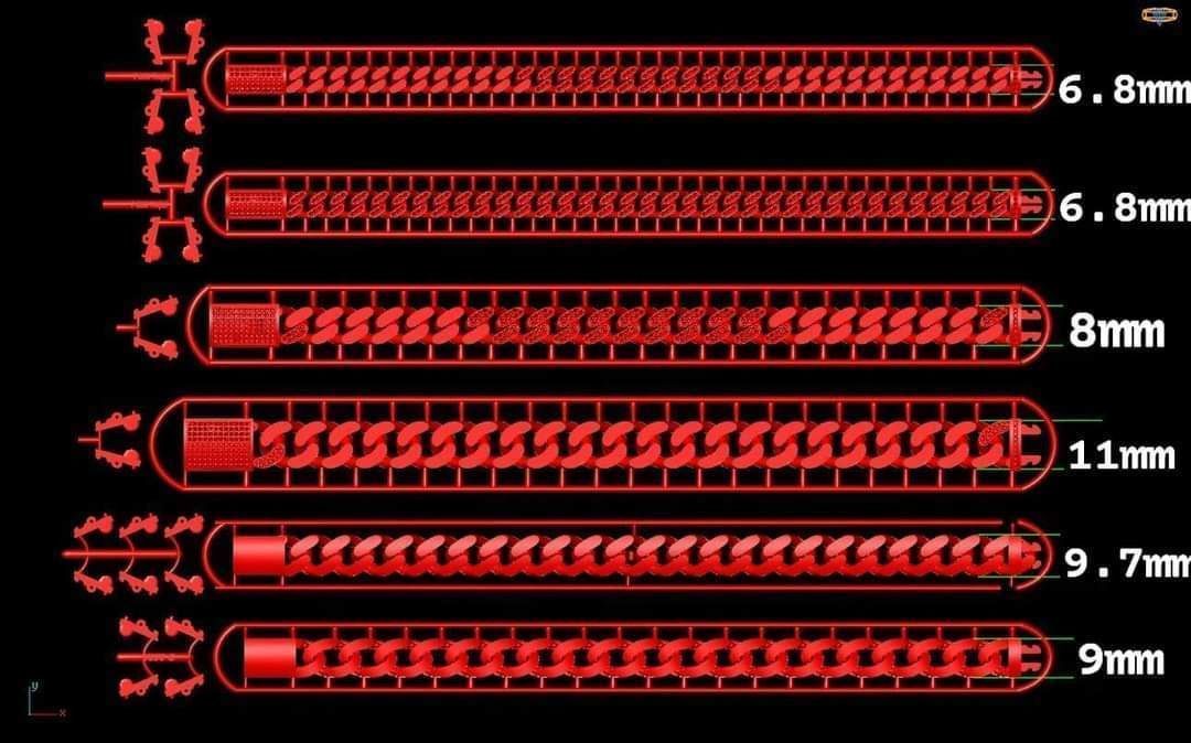 25 hollow cuban link bracelets cast directly 3D print model_8