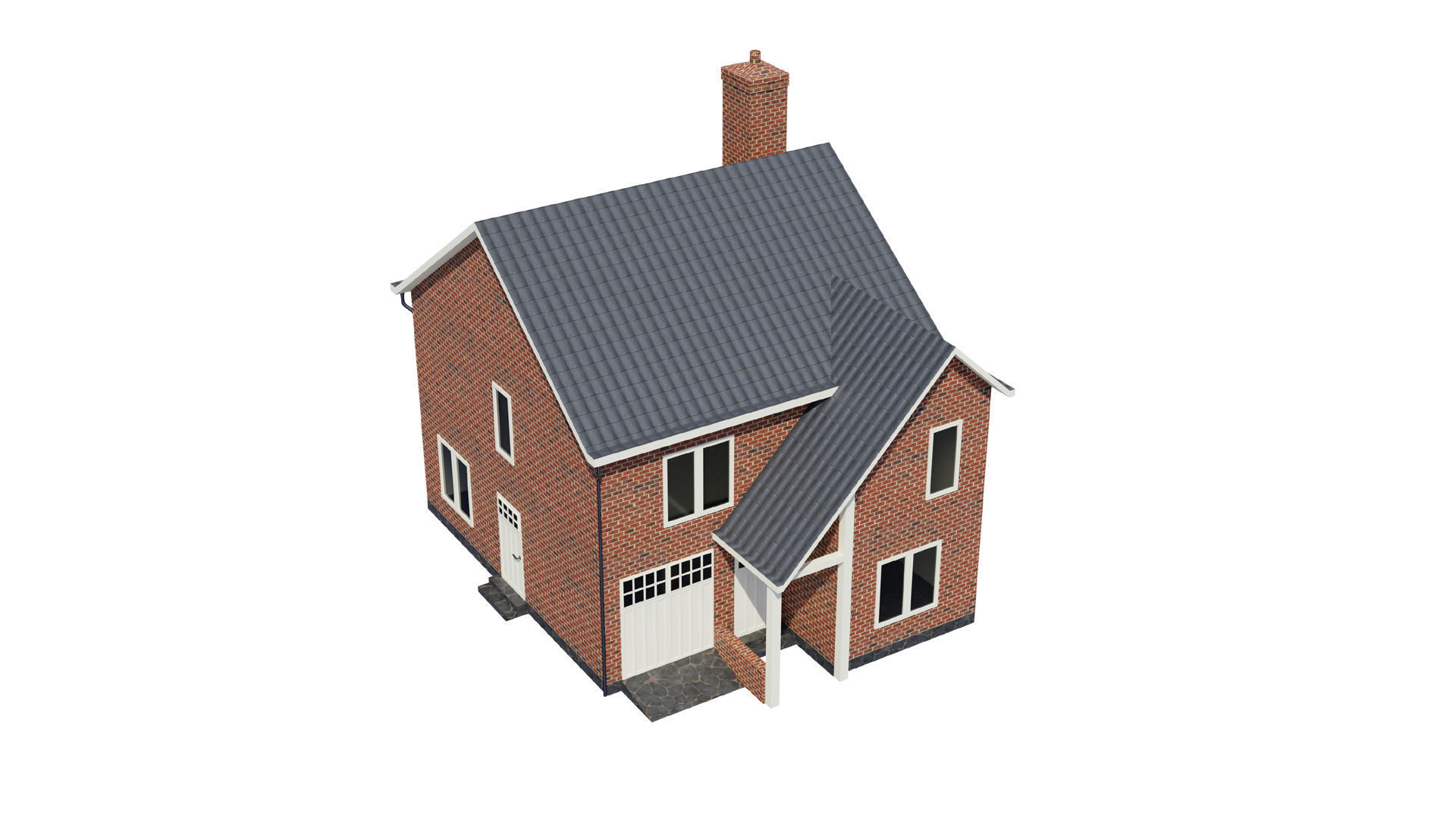 British House Design 009 Low-poly 3D model_2