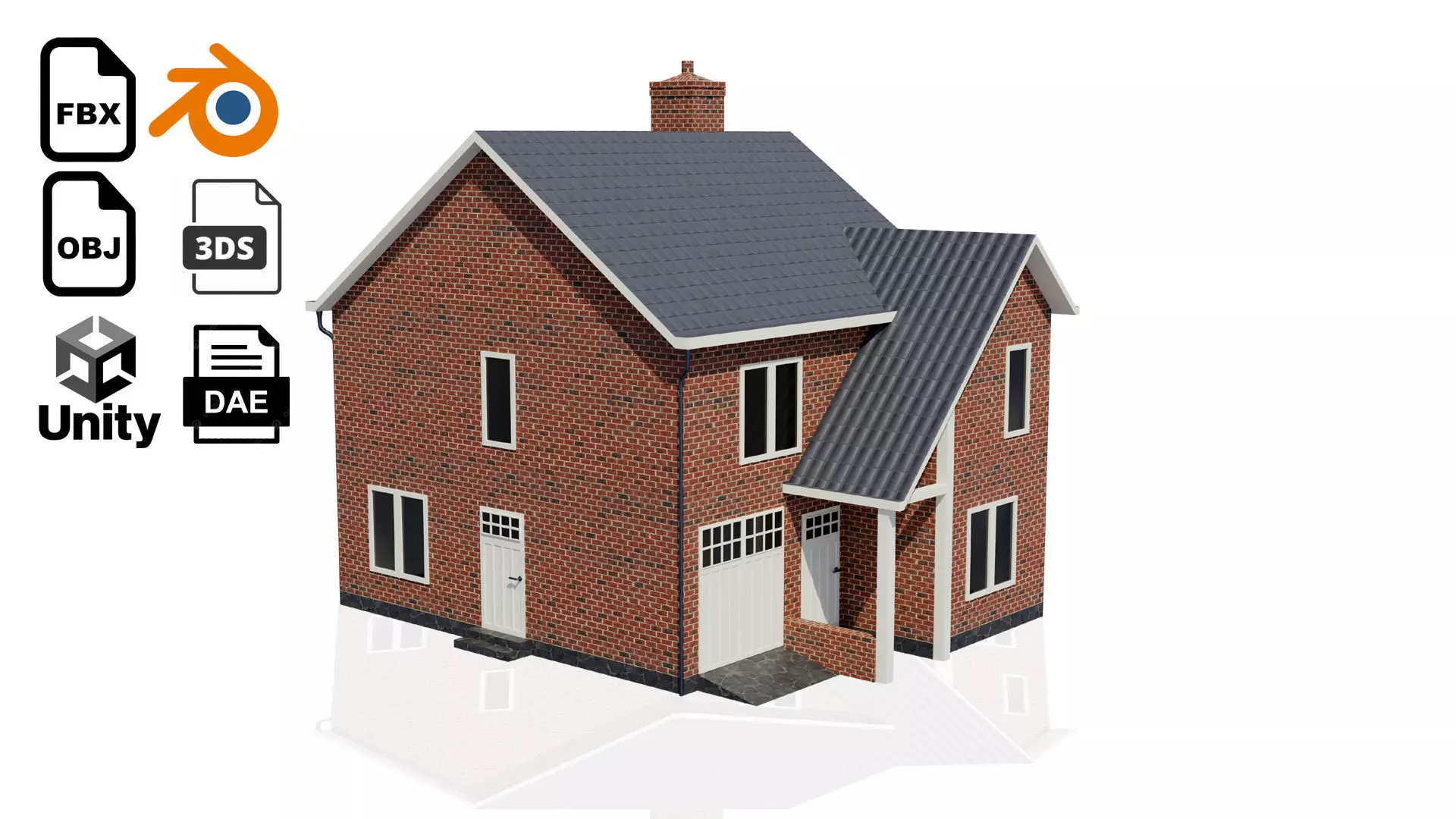 British House Design 009 Low-poly 3D model_0