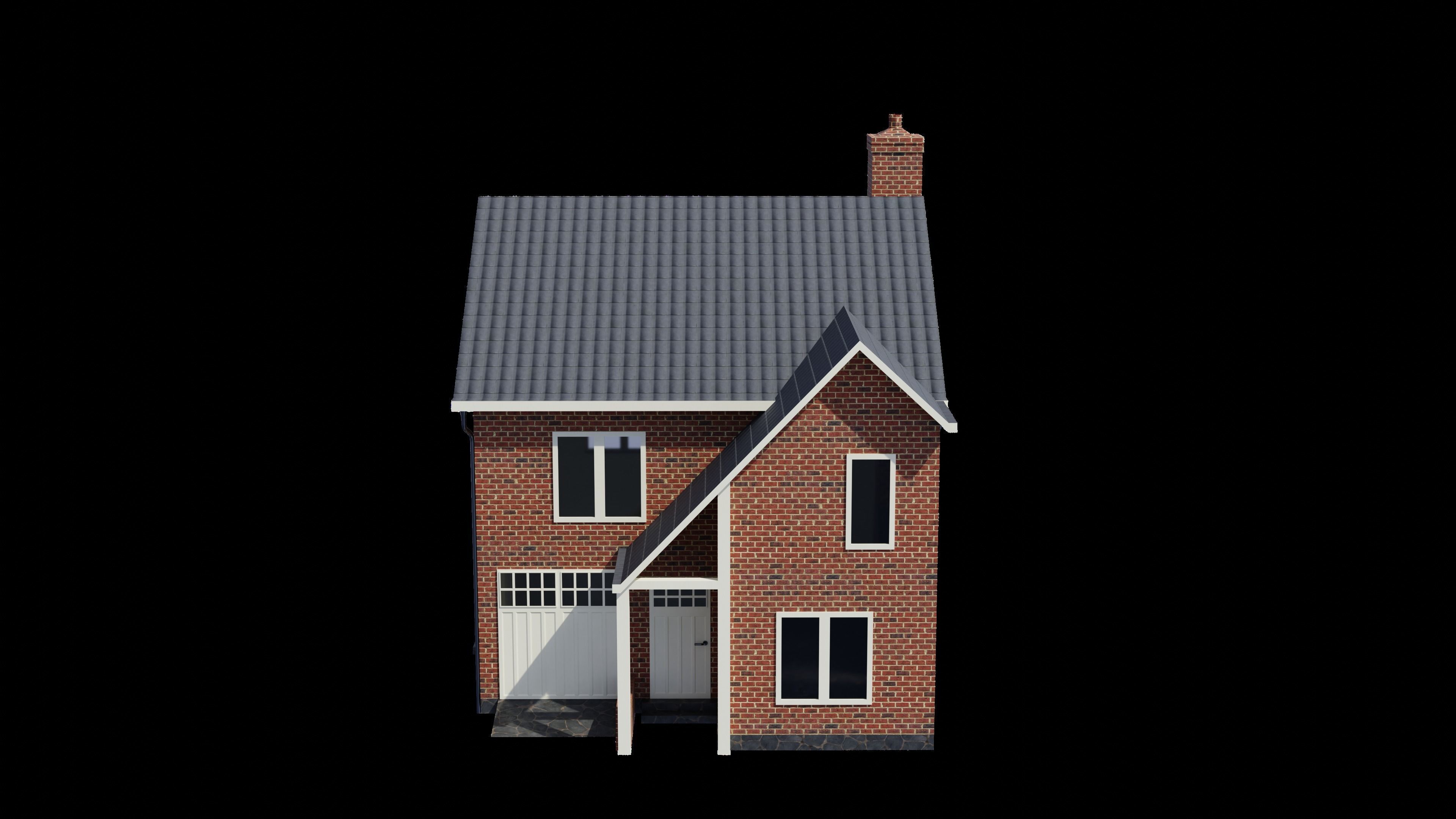 British House Design 009 Low-poly 3D model_3