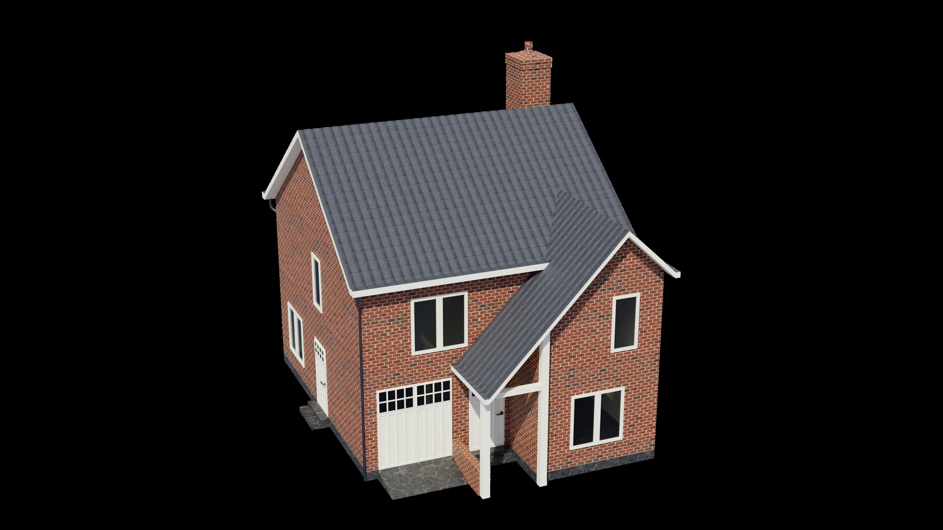 British House Design 009 Low-poly 3D model_5