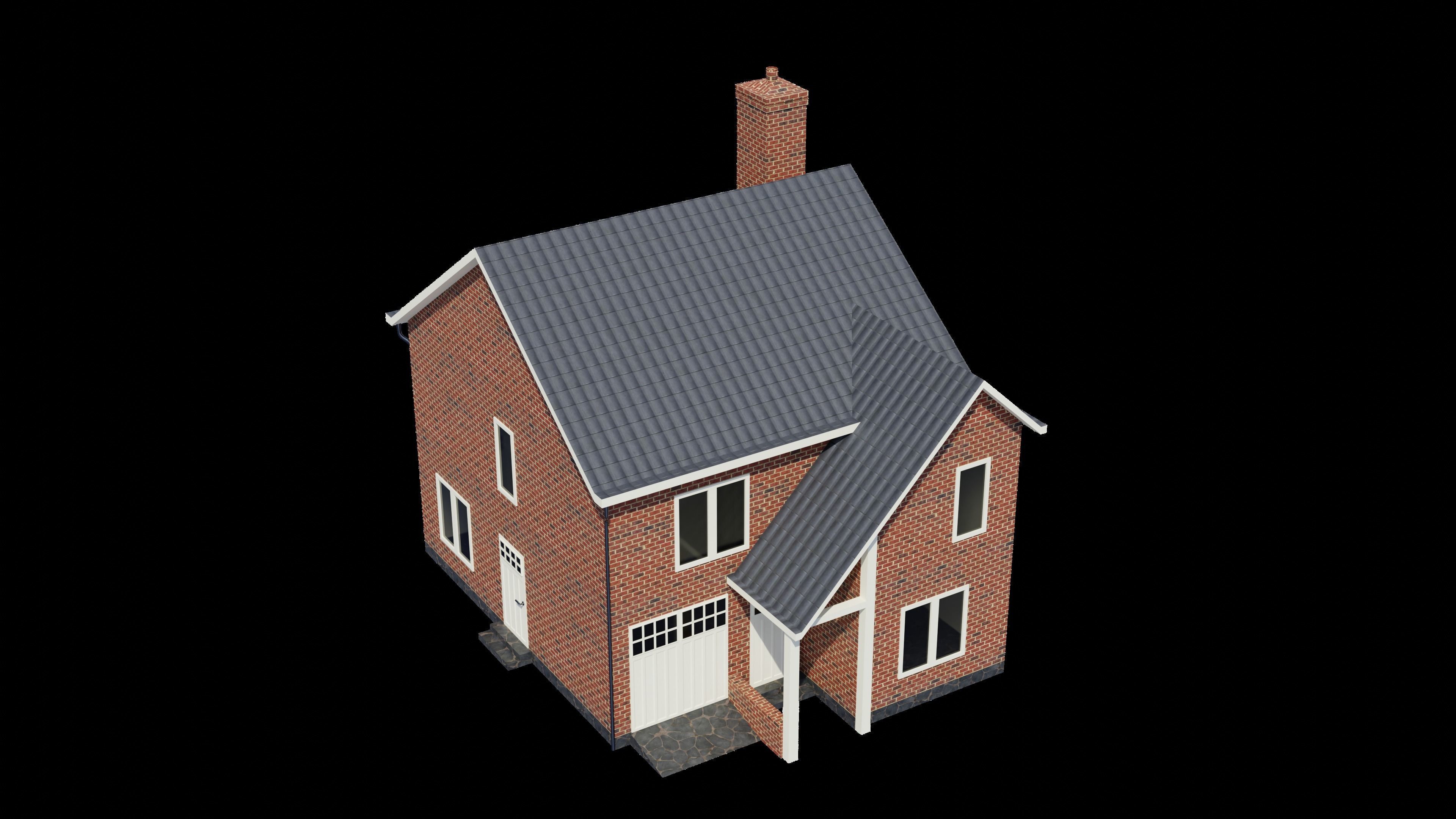 British House Design 009 Low-poly 3D model_7