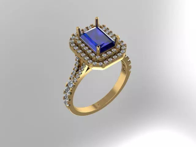 Brilliant Blue Sapphire Engagement Ring 3D print model