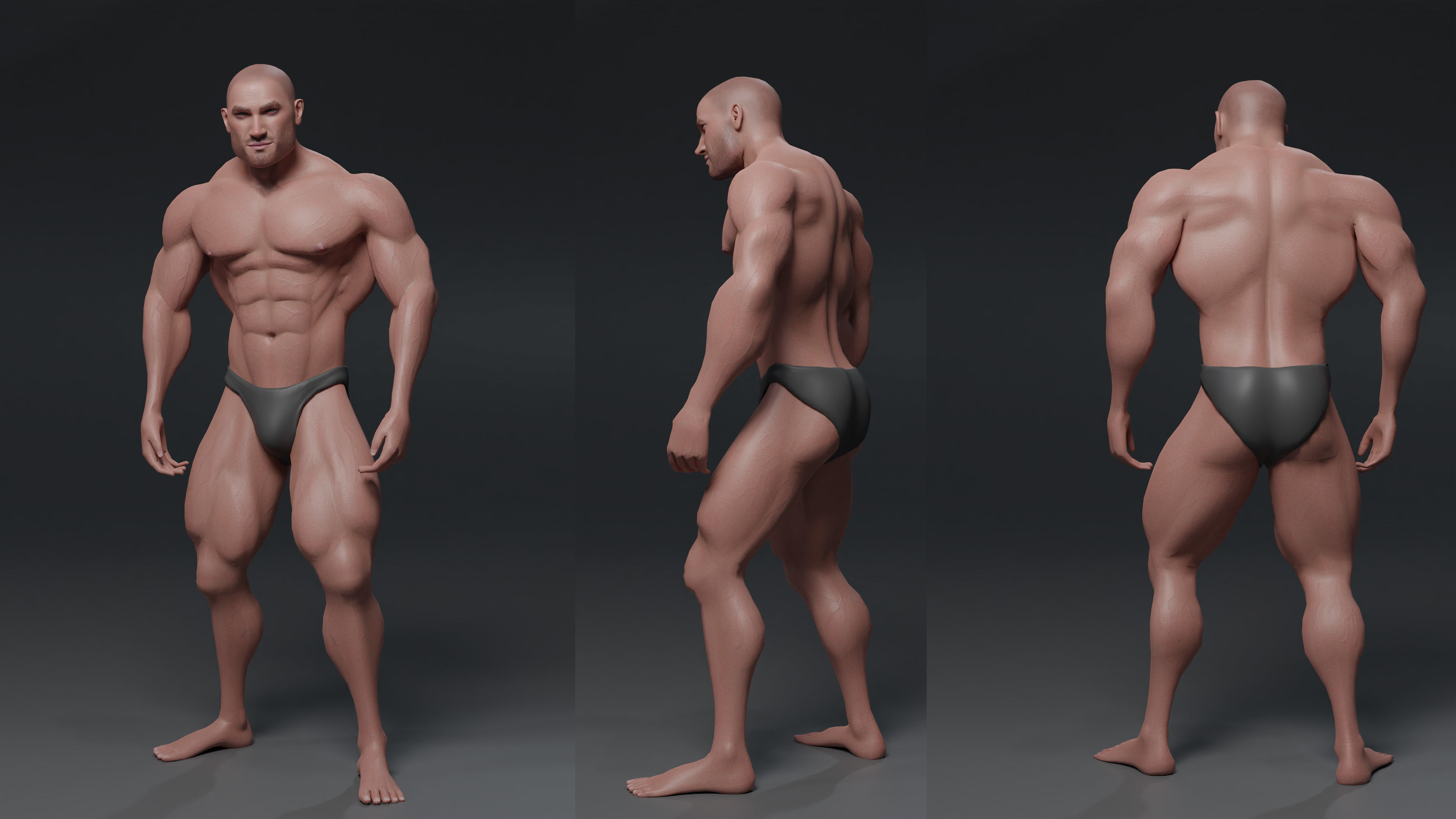 Human Body - Muscular Male - Unreal Engine Low-poly 3D model_2