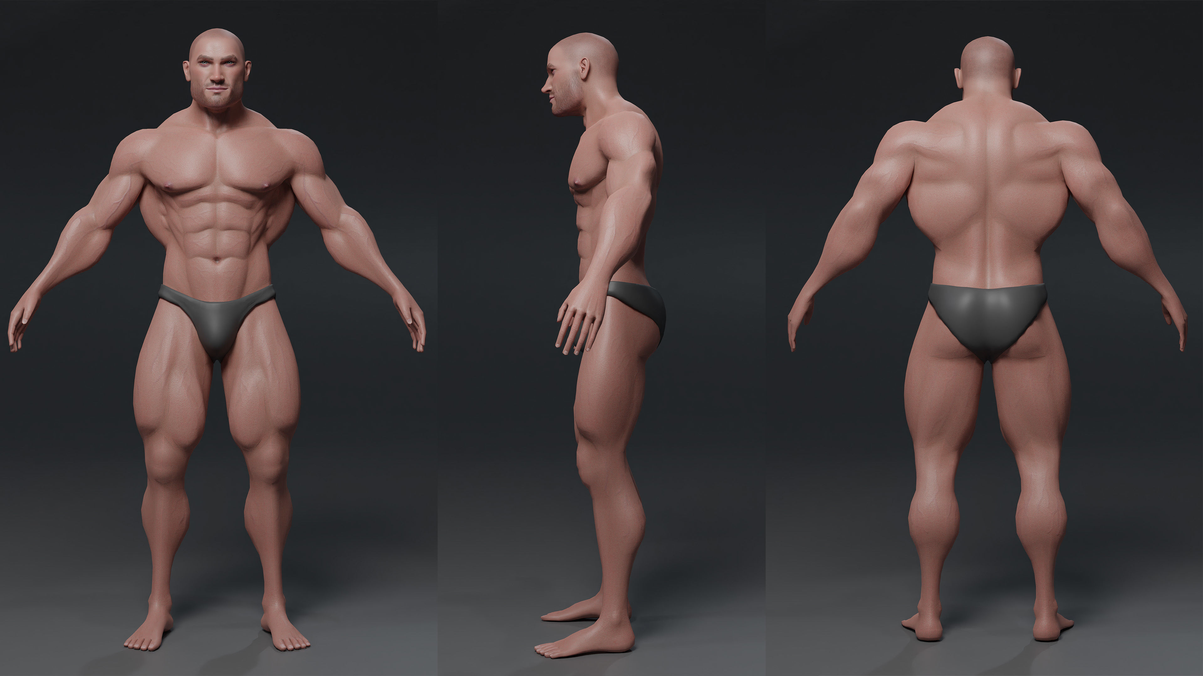 Human Body - Muscular Male - Unreal Engine Low-poly 3D model_3