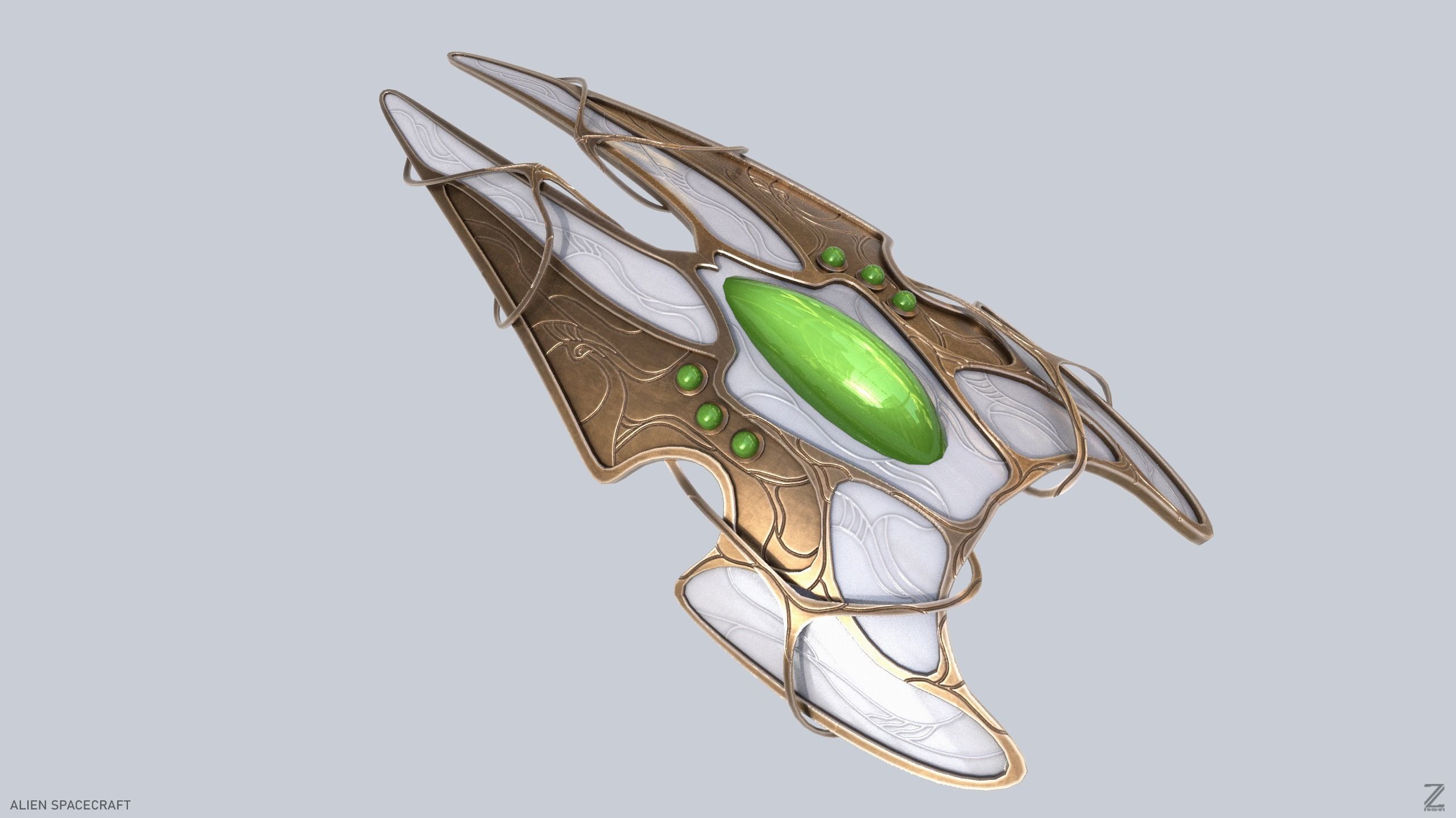 Alien spacecraft Low-poly 3D model_3