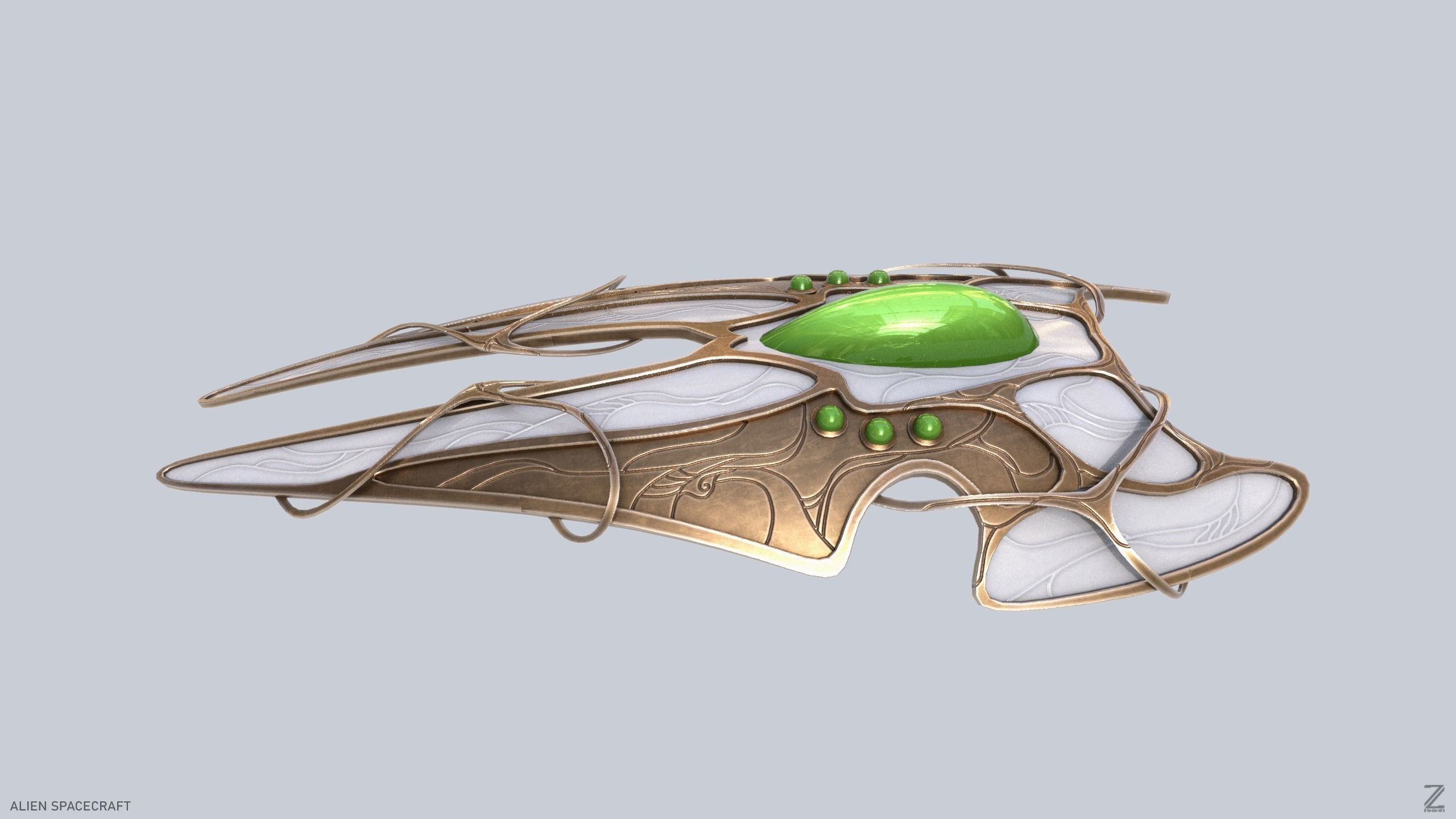Alien spacecraft Low-poly 3D model_1