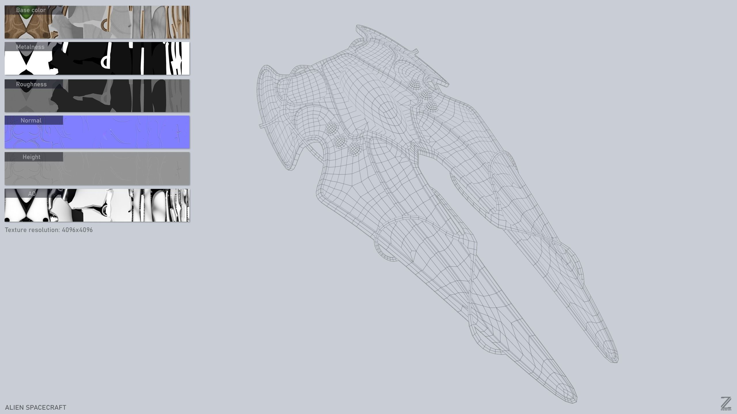 Alien spacecraft Low-poly 3D model_2