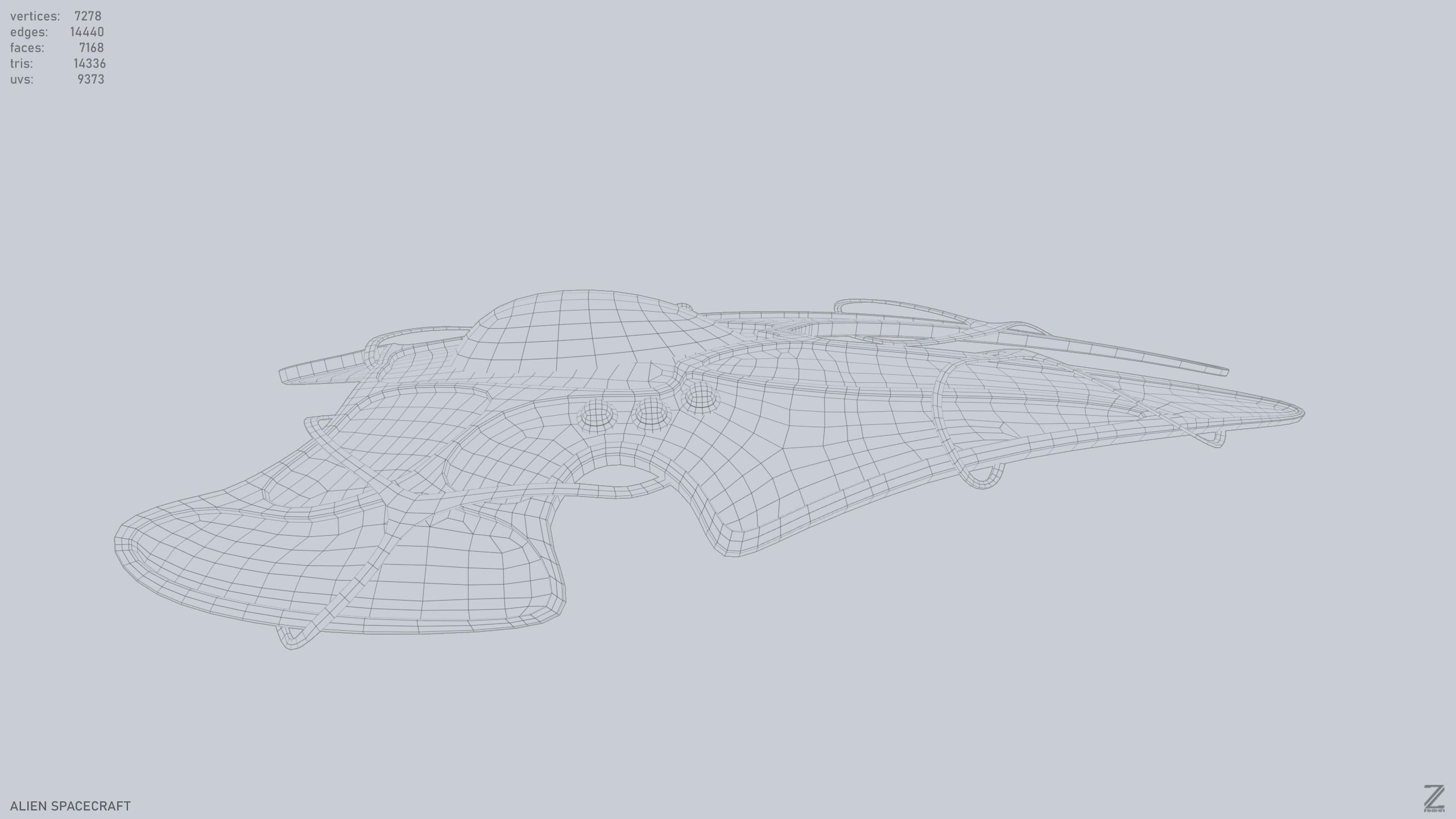 Alien spacecraft Low-poly 3D model_13