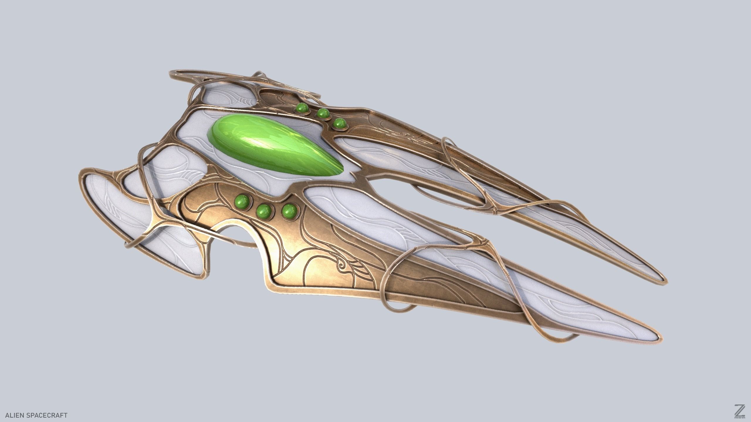 Alien spacecraft Low-poly 3D model_7