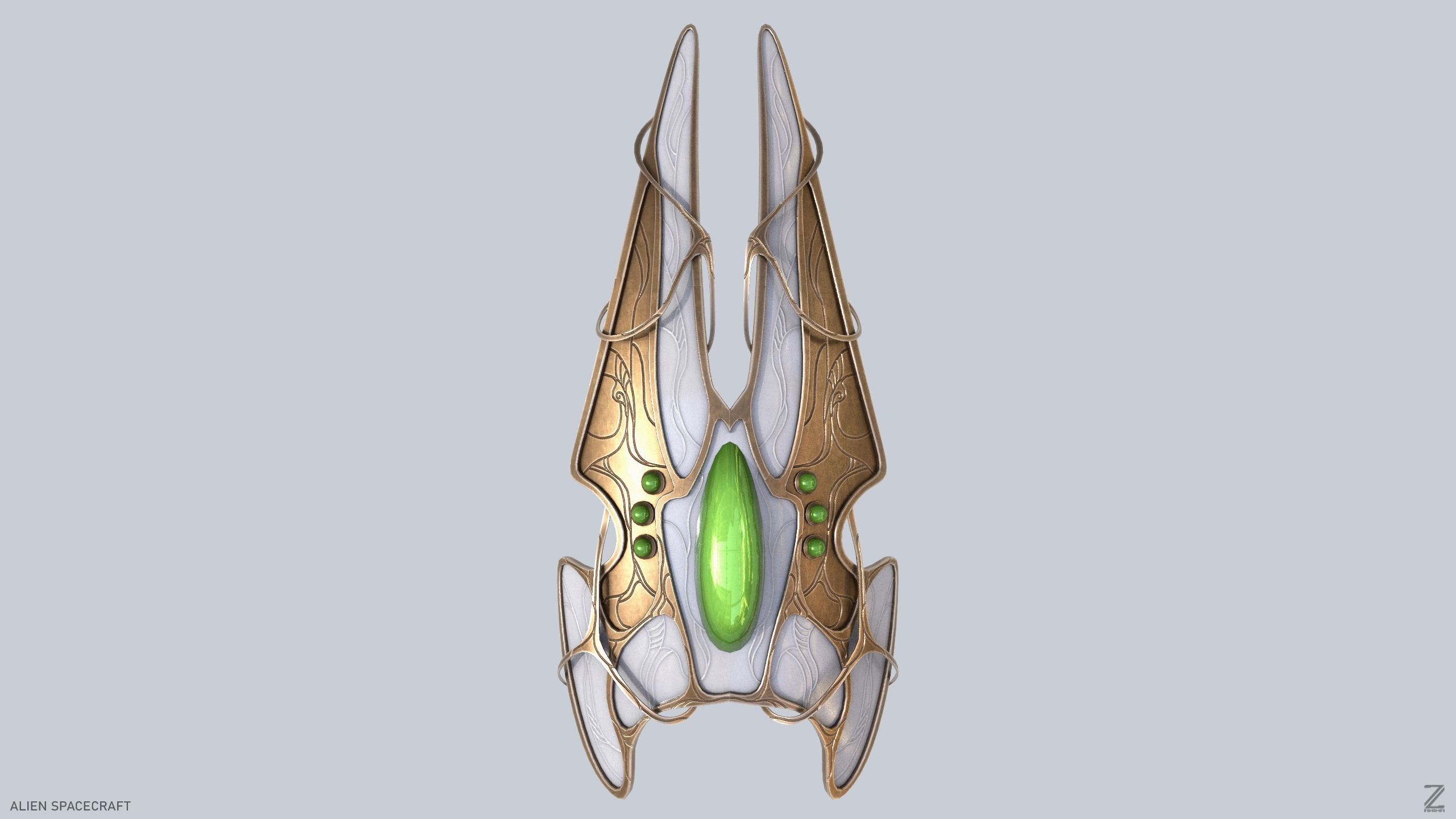 Alien spacecraft Low-poly 3D model_4