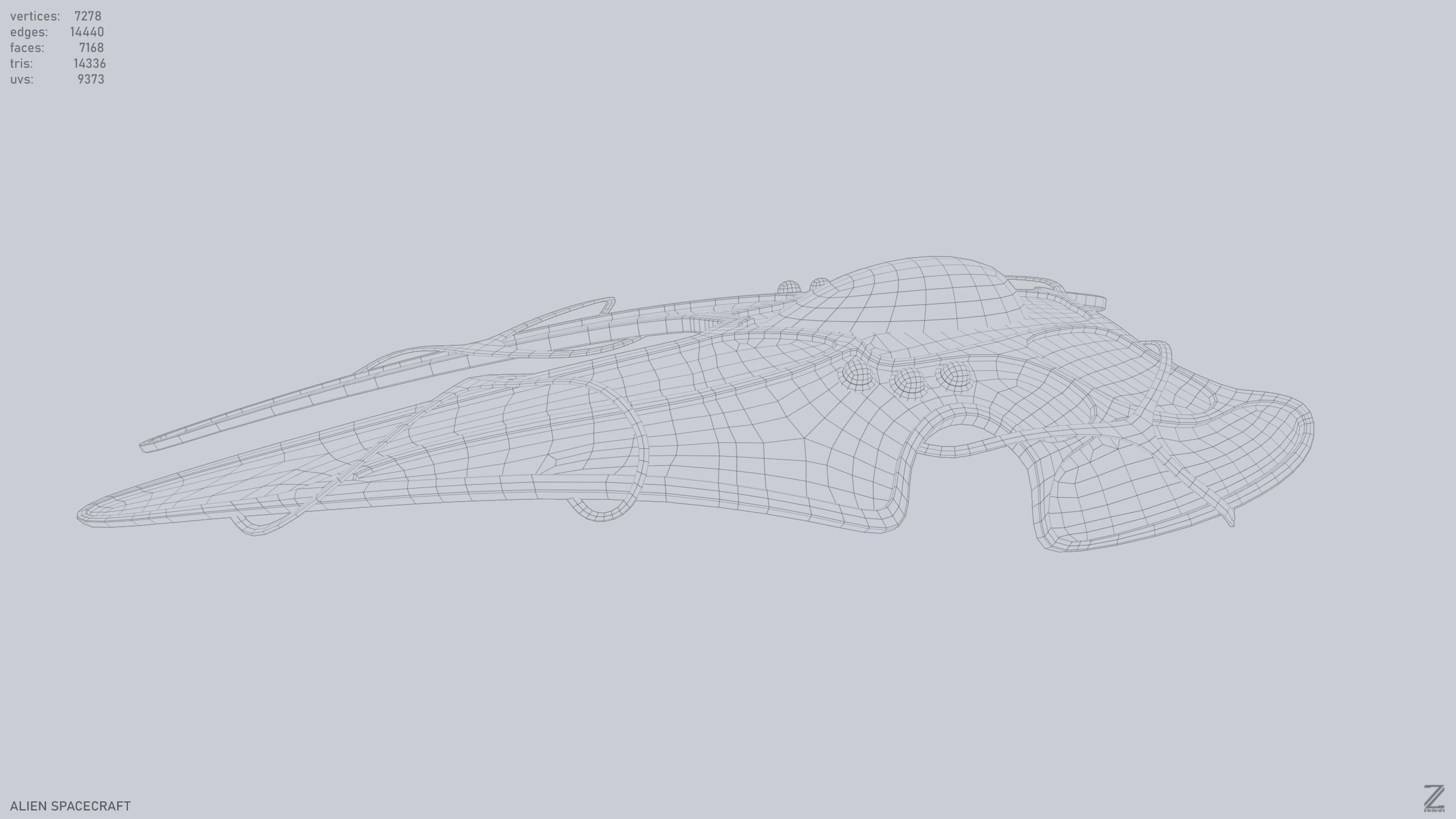 Alien spacecraft Low-poly 3D model_9