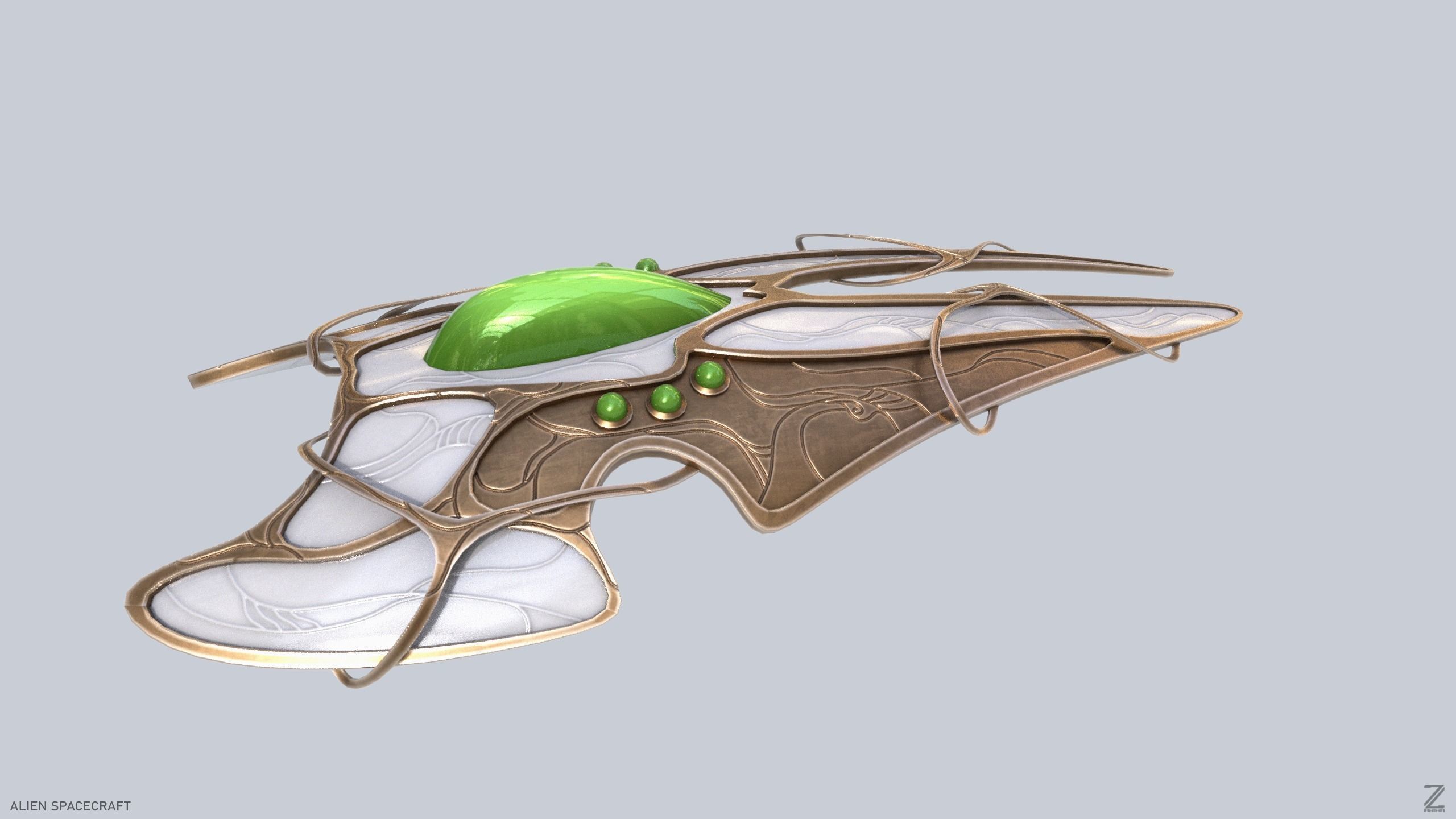 Alien spacecraft Low-poly 3D model_6