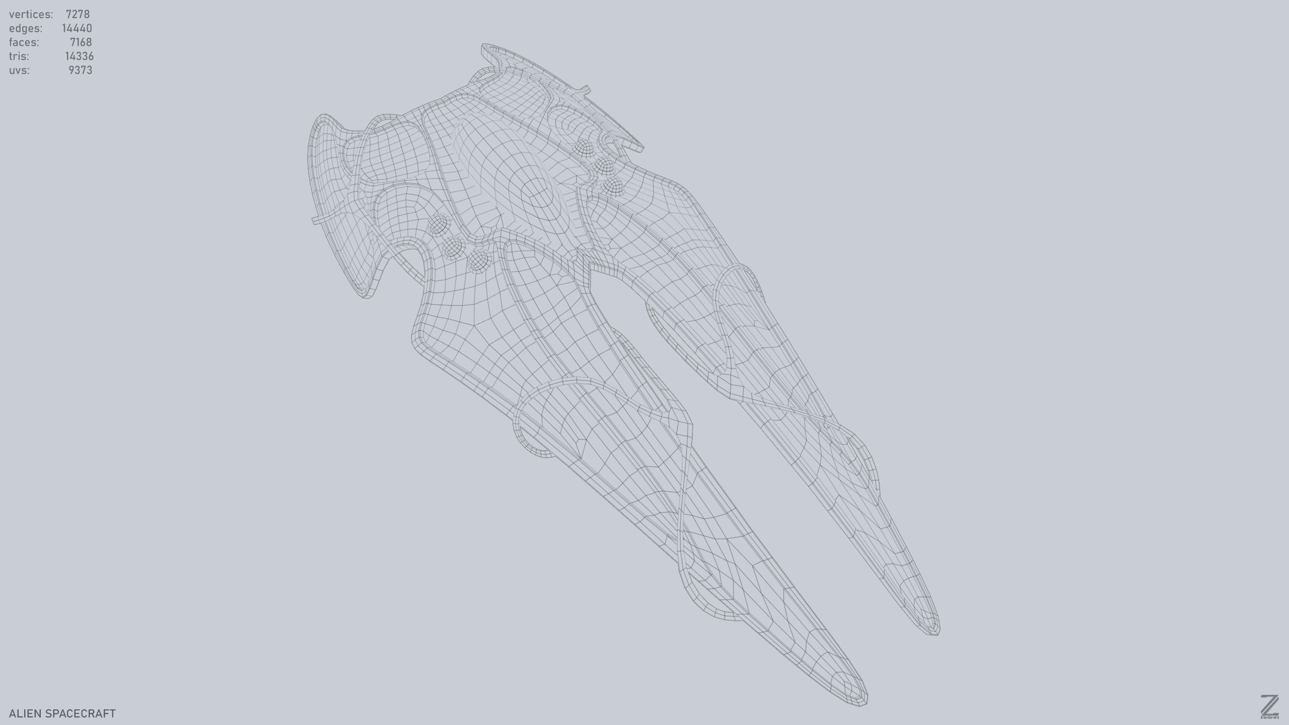 Alien spacecraft Low-poly 3D model_14