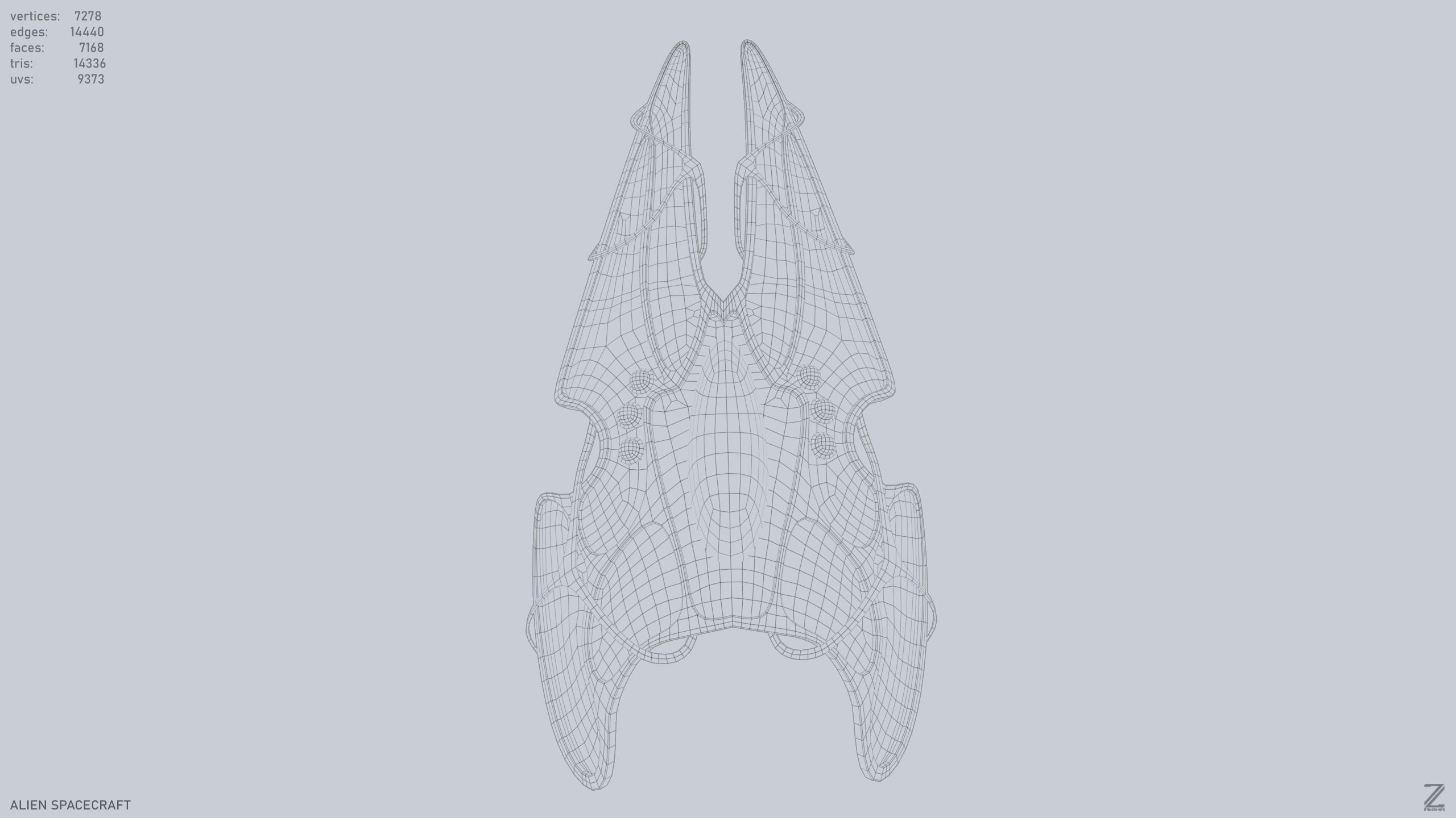 Alien spacecraft Low-poly 3D model_11