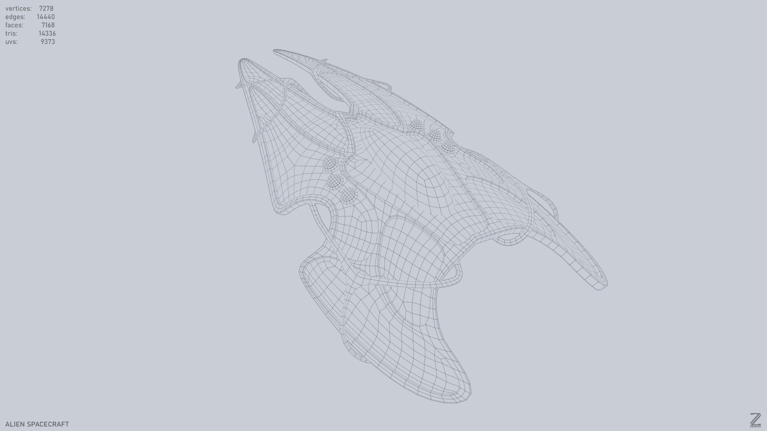 Alien spacecraft Low-poly 3D model_10