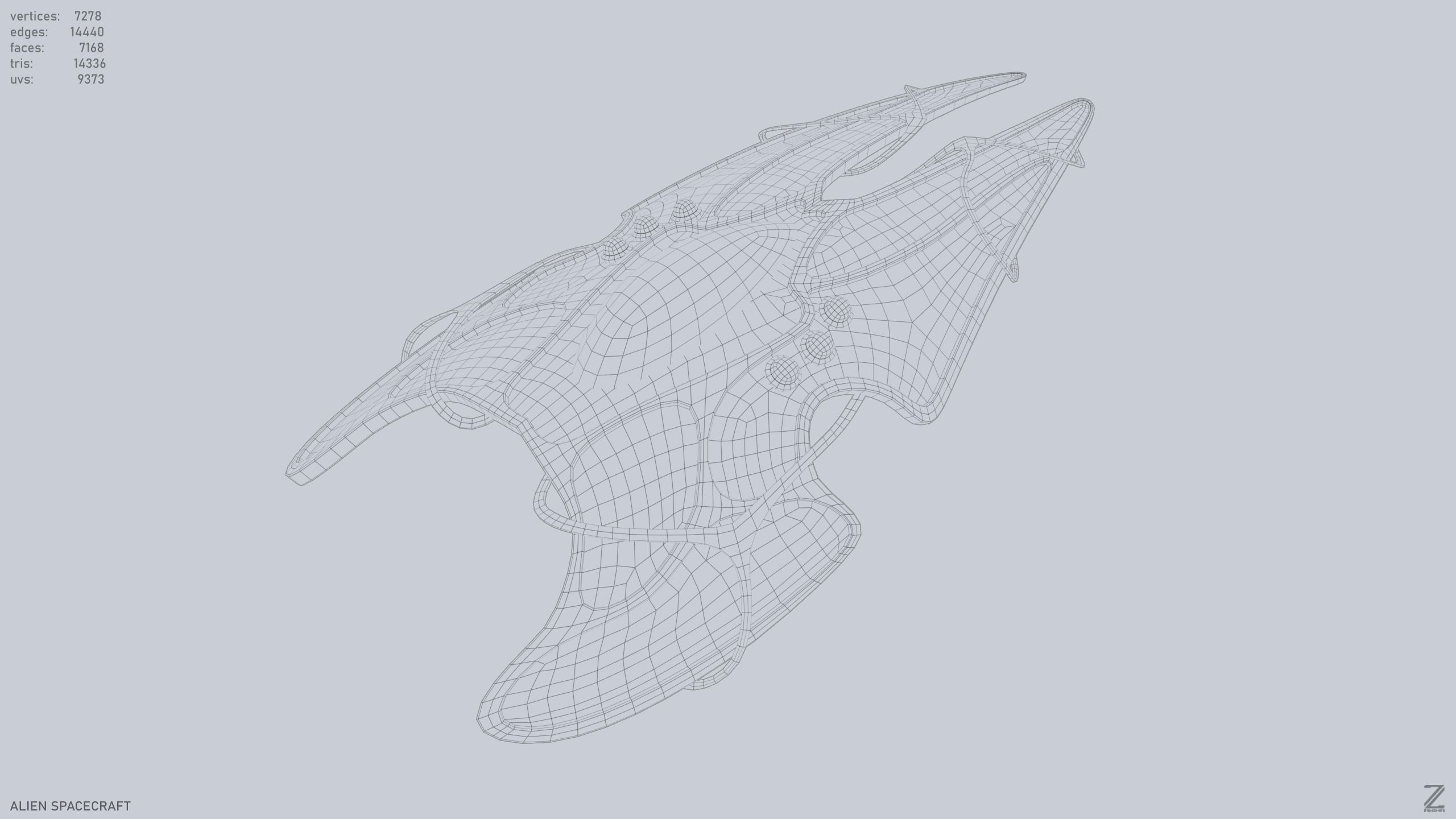 Alien spacecraft Low-poly 3D model_12