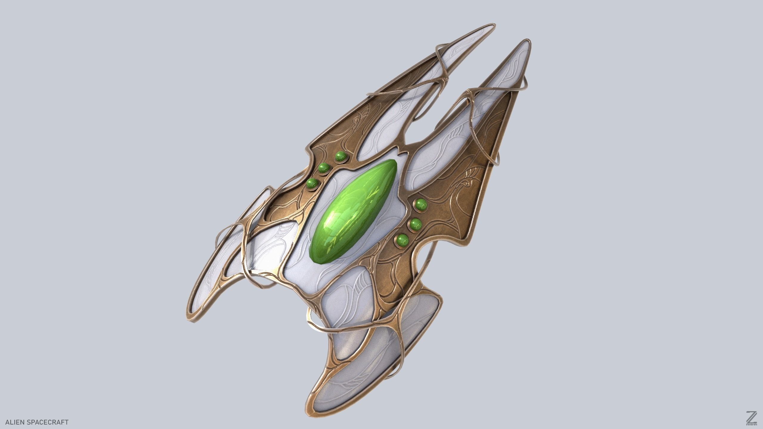 Alien spacecraft Low-poly 3D model_5