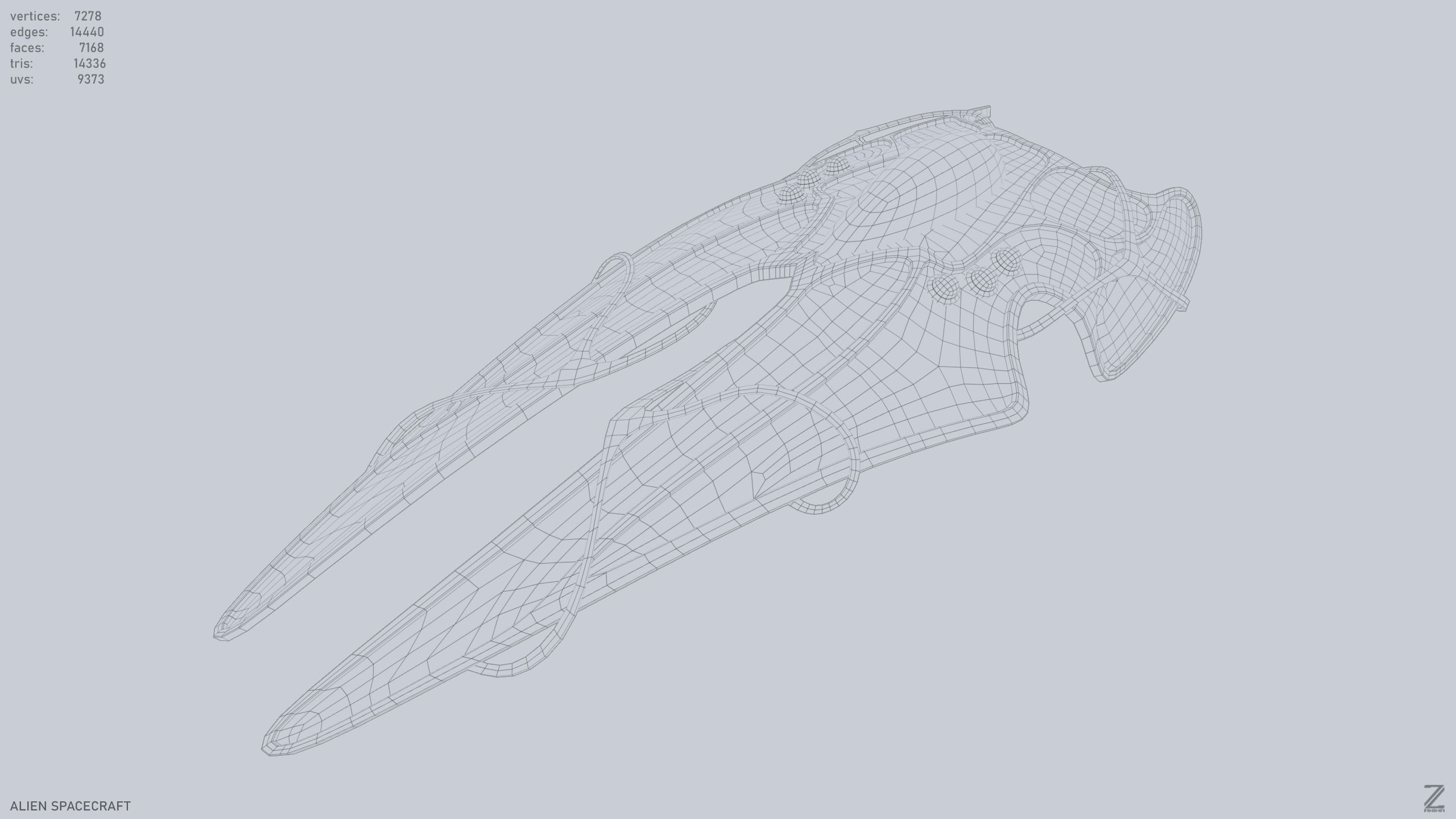 Alien spacecraft Low-poly 3D model_8