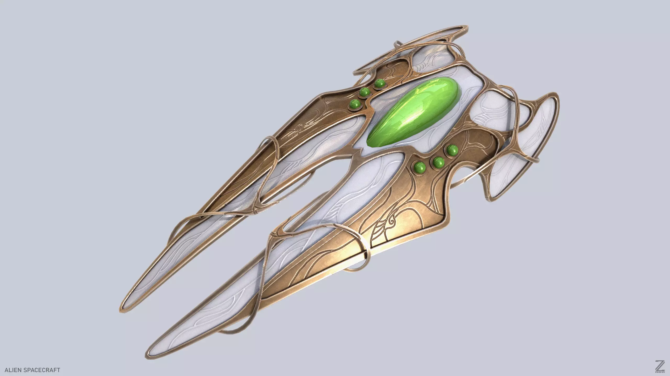 Alien spacecraft Low-poly 3D model_0