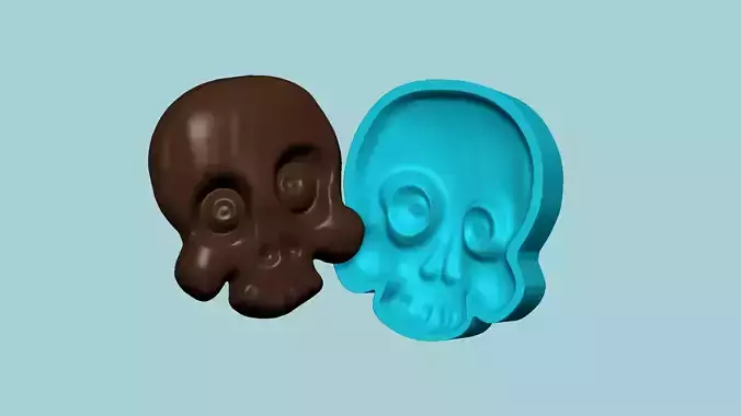 Halloween Molding A07 Skull - Chocolate Silicone Mold 3D print model